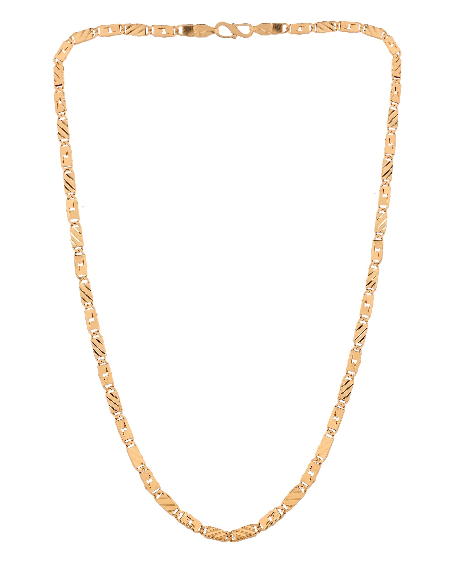 VOJ Gold Plated Thunder Light Shaped Biscuit Chain For Men  Grab2Buy VOJ Grab2Buy