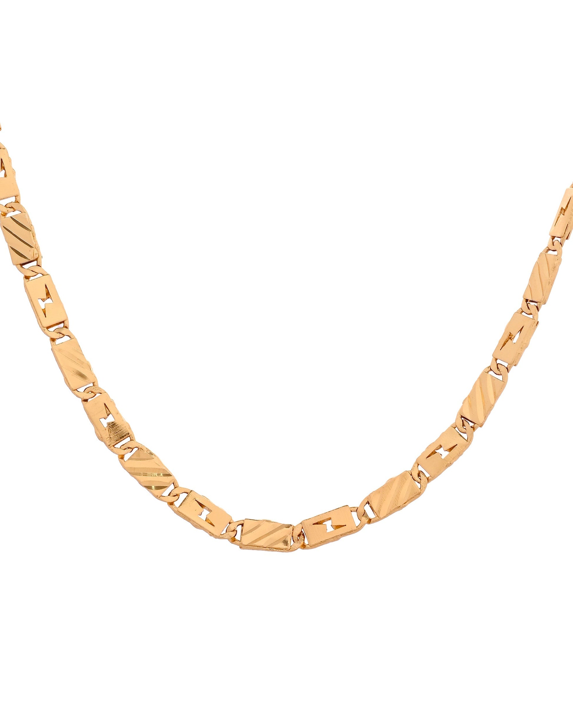 VOJ Gold Plated Thunder Light Shaped Biscuit Chain For Men  Grab2Buy VOJ Grab2Buy