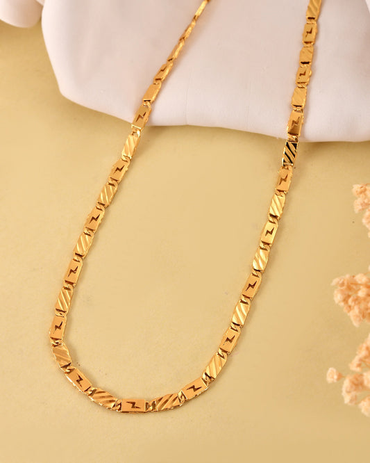 VOJ Gold Plated Thunder Light Shaped Biscuit Chain For Men  Grab2Buy VOJ Grab2Buy