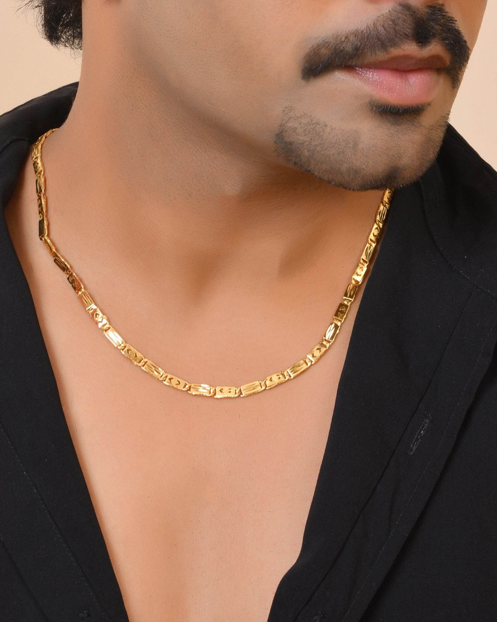 VOJ Gold Plated Designer Biscuit Chain For Men  Grab2Buy VOJ Grab2Buy