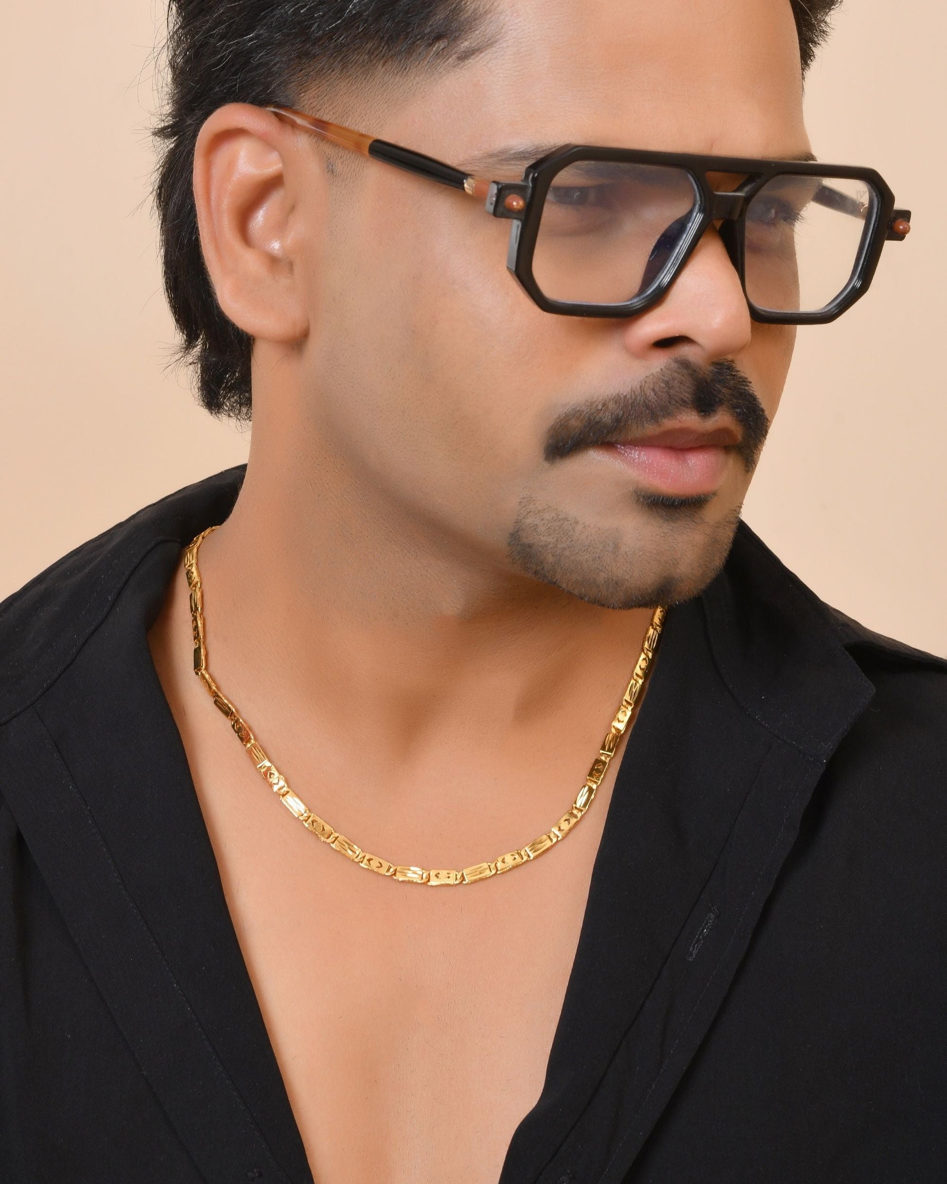 VOJ Gold Plated Designer Biscuit Chain For Men  Grab2Buy VOJ Grab2Buy