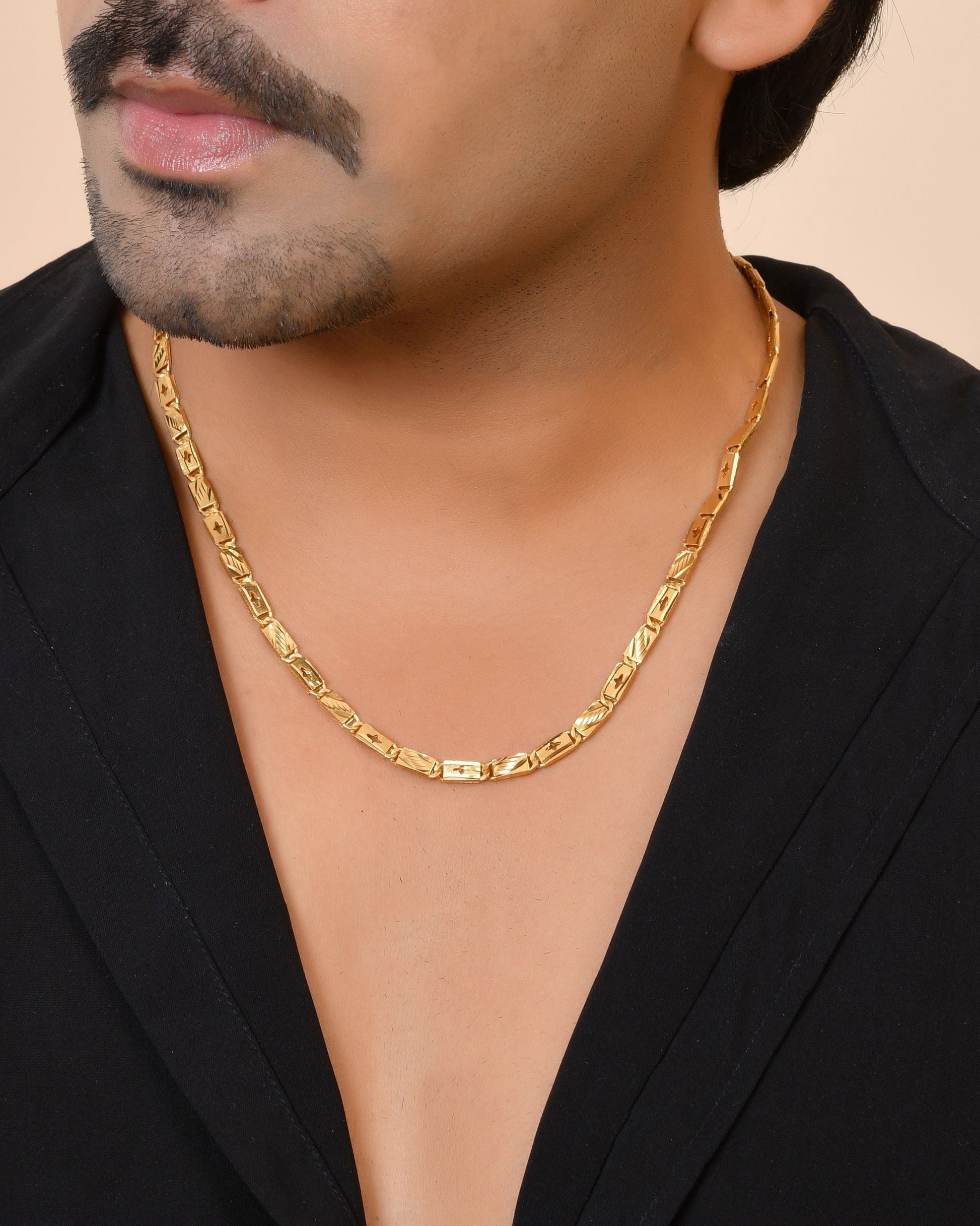 VOJ Gold Plated Designer Biscuit Chain For Men  Grab2Buy VOJ Grab2Buy