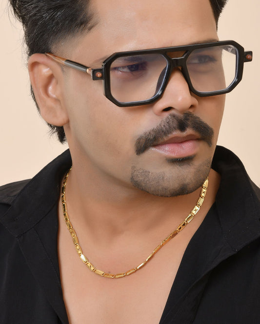 VOJ Gold Plated X Designed Biscuit Chain For Men  Grab2Buy VOJ Grab2Buy