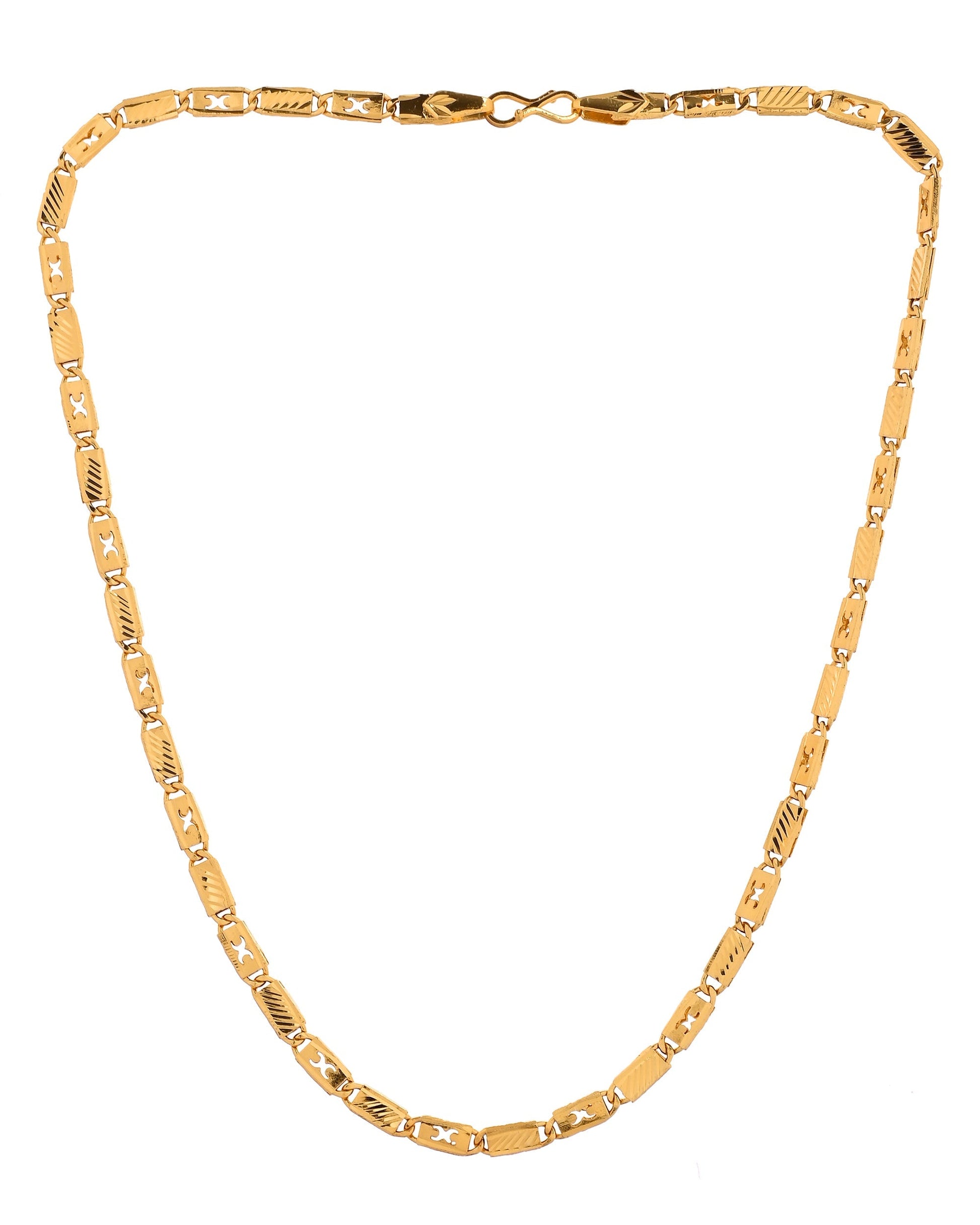 VOJ Gold Plated X Designed Biscuit Chain For Men  Grab2Buy VOJ Grab2Buy