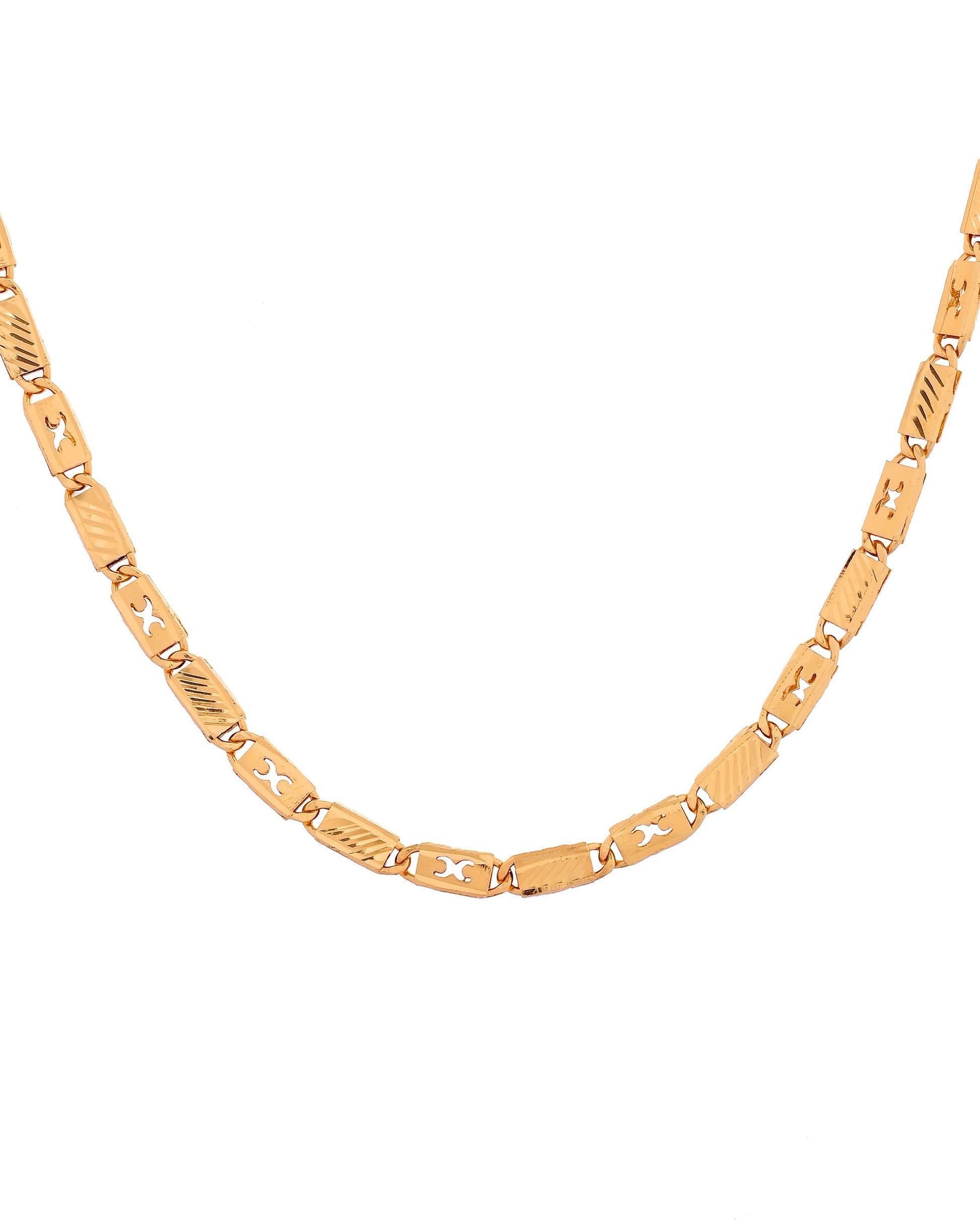 VOJ Gold Plated X Designed Biscuit Chain For Men  Grab2Buy VOJ Grab2Buy