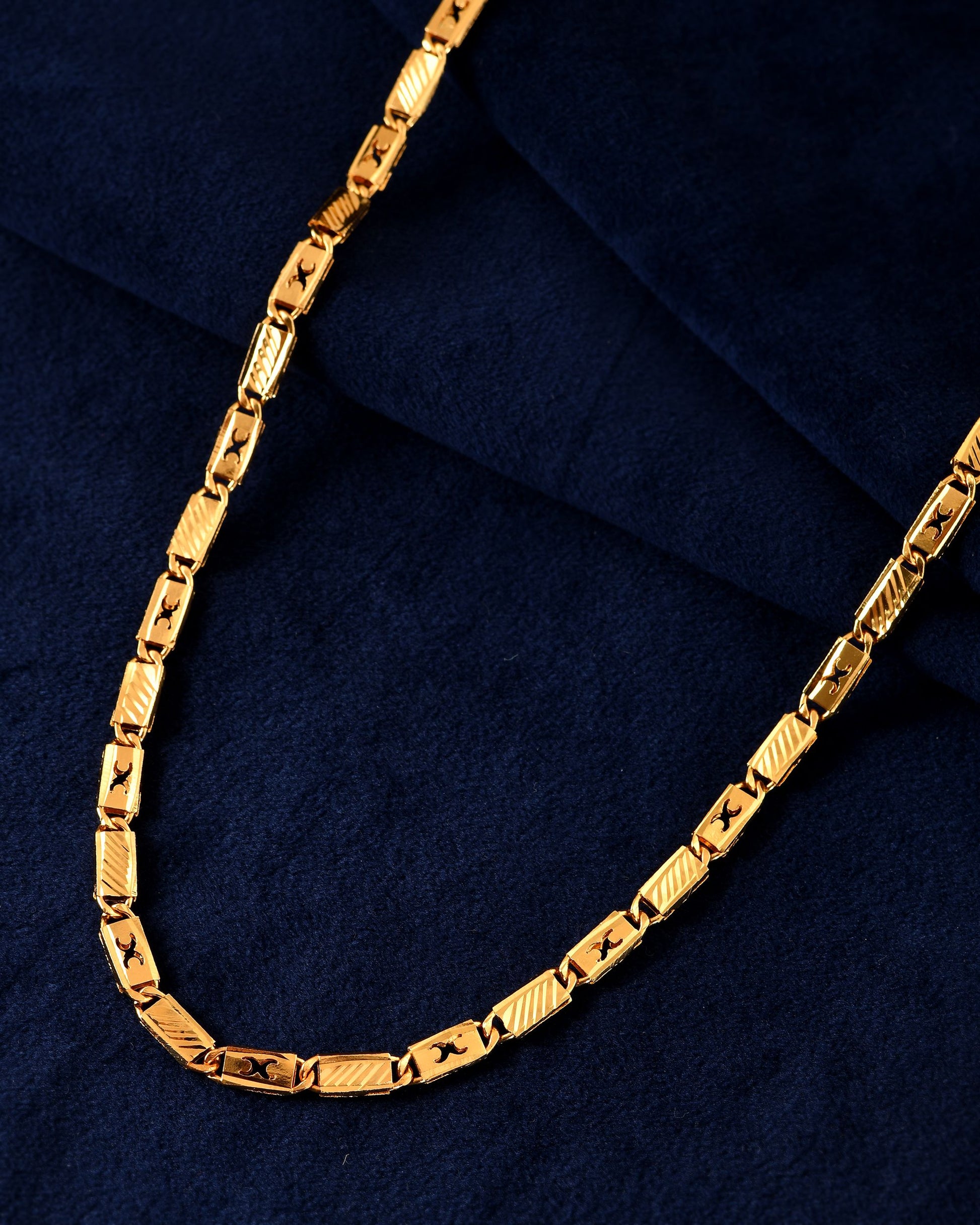 VOJ Gold Plated X Designed Biscuit Chain For Men  Grab2Buy VOJ Grab2Buy