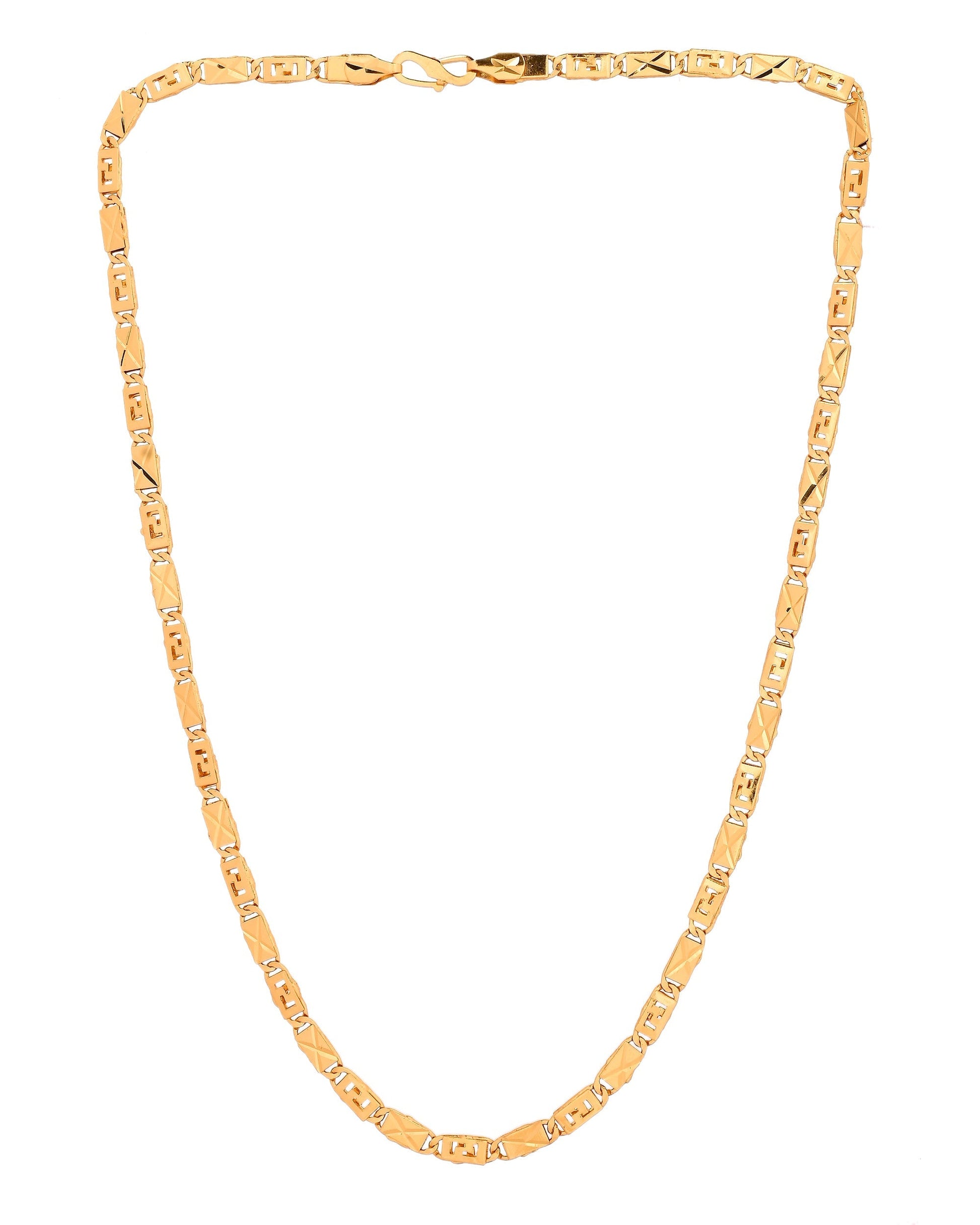 VOJ Gold Plated Geometric Designed Biscuit Chain For Men  Grab2Buy VOJ Grab2Buy