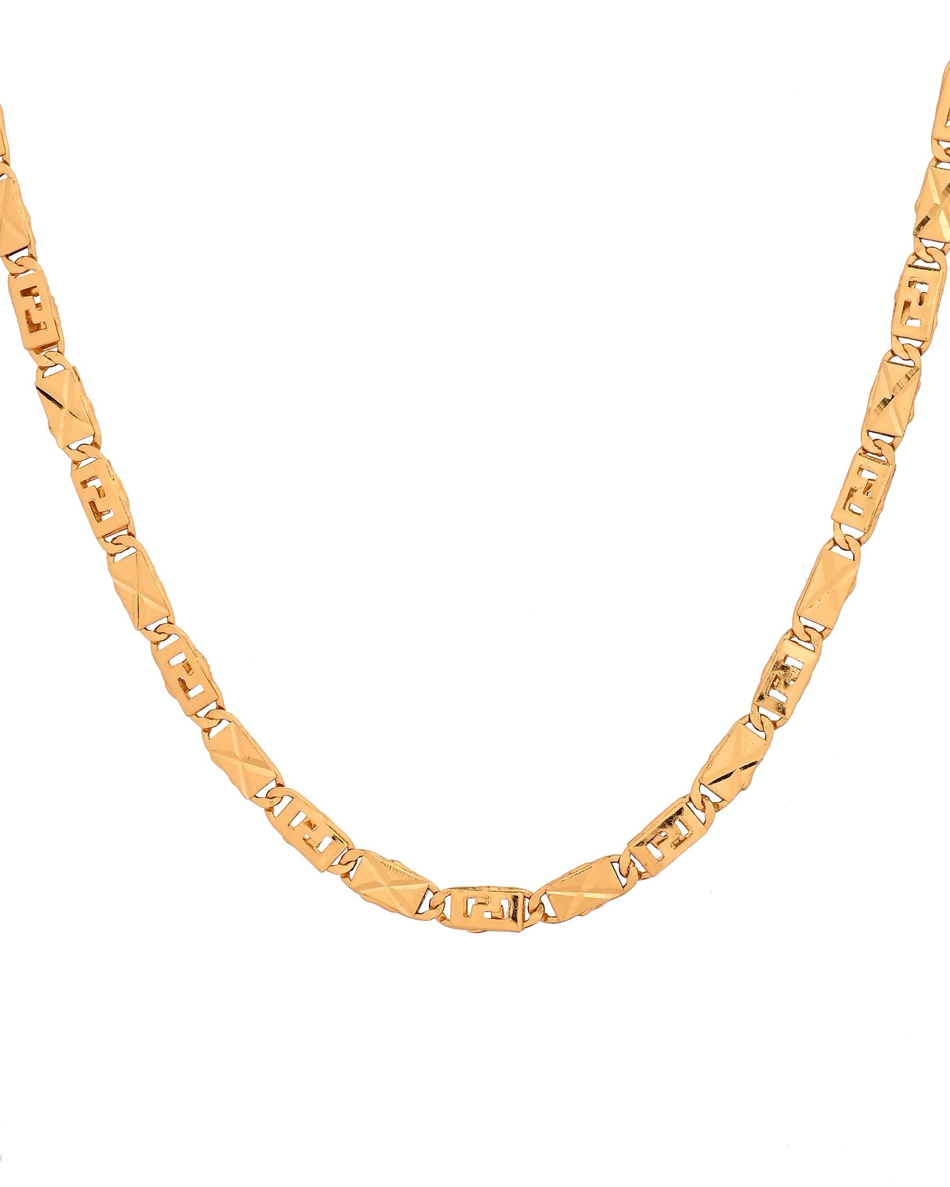 VOJ Gold Plated Geometric Designed Biscuit Chain For Men  Grab2Buy VOJ Grab2Buy