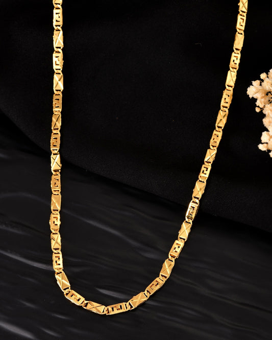 VOJ Gold Plated Geometric Designed Biscuit Chain For Men  Grab2Buy VOJ Grab2Buy
