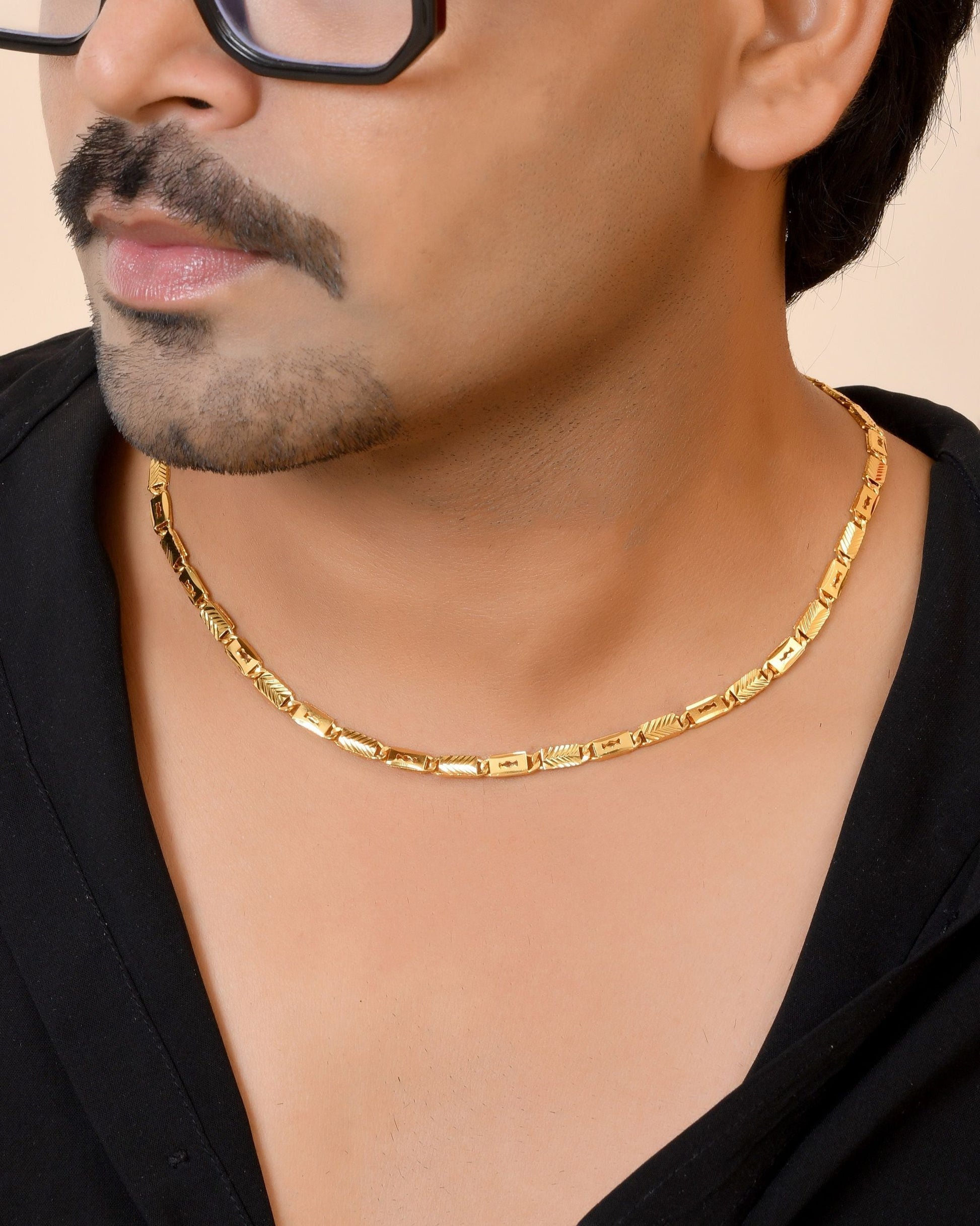 VOJ Gold Plated Toffee Designed Biscuit Chain For Men  Grab2Buy VOJ Grab2Buy
