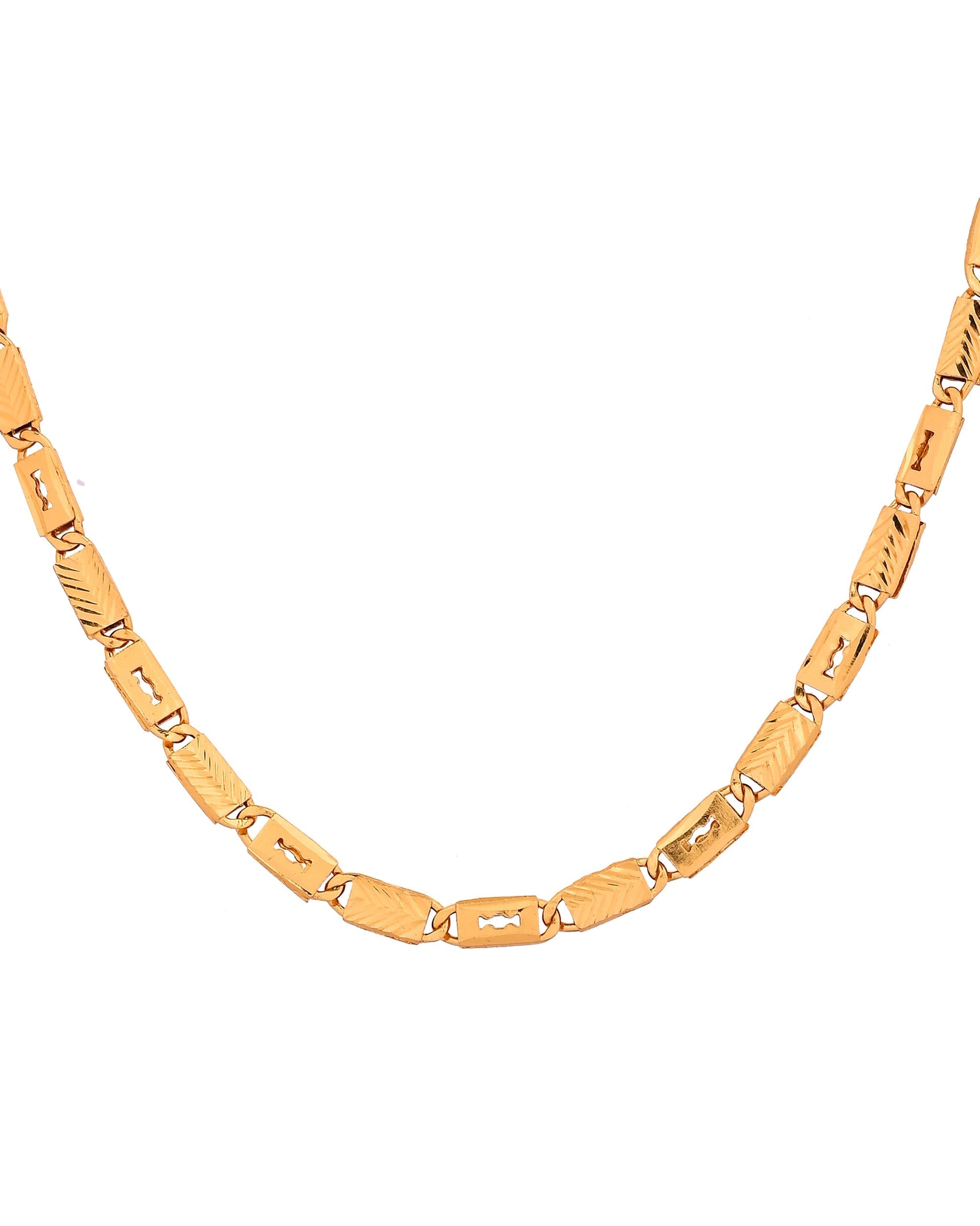 VOJ Gold Plated Toffee Designed Biscuit Chain For Men  Grab2Buy VOJ Grab2Buy