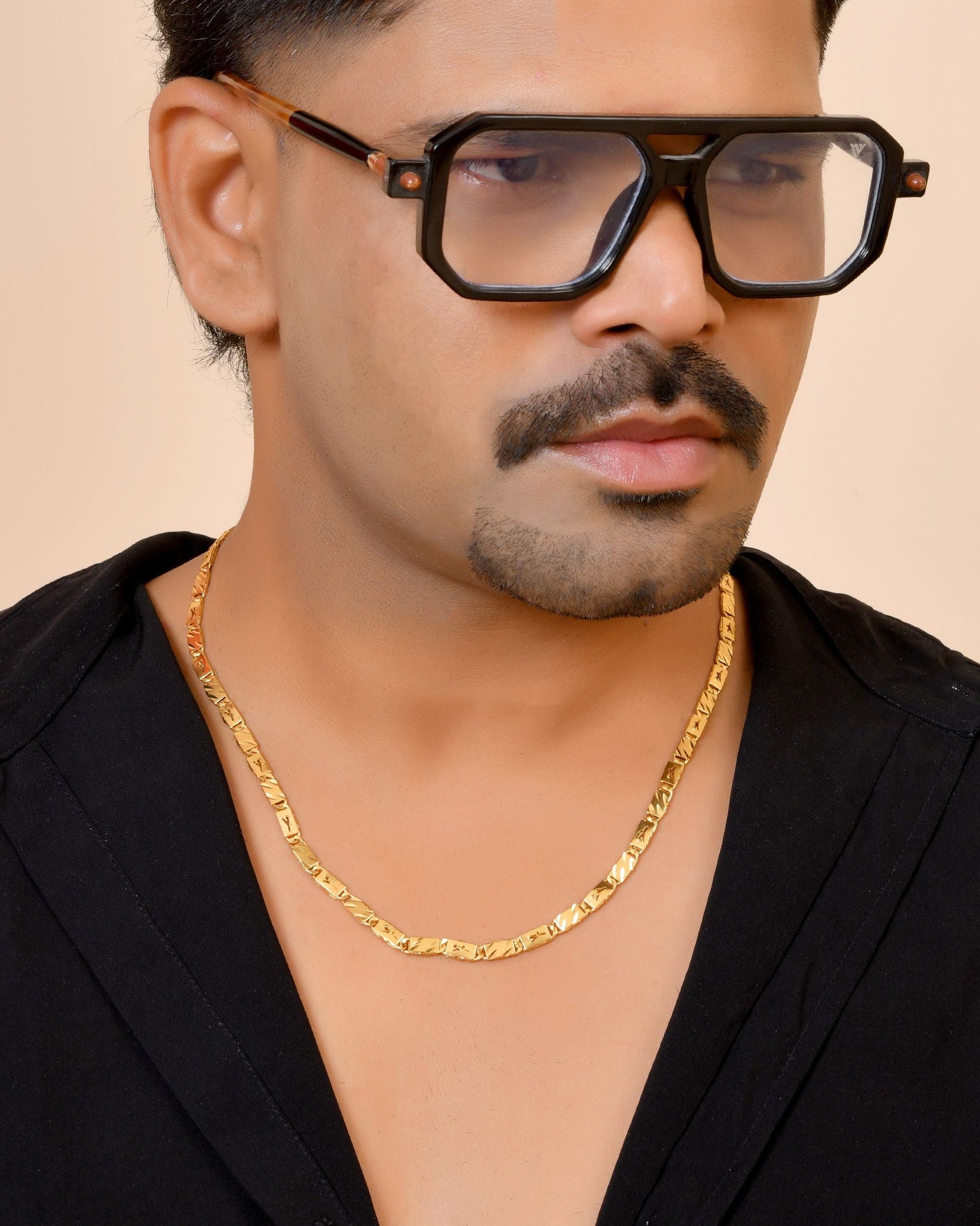 VOJ Gold Plated Plain Designed Biscuit Chain For Men  Grab2Buy VOJ Grab2Buy
