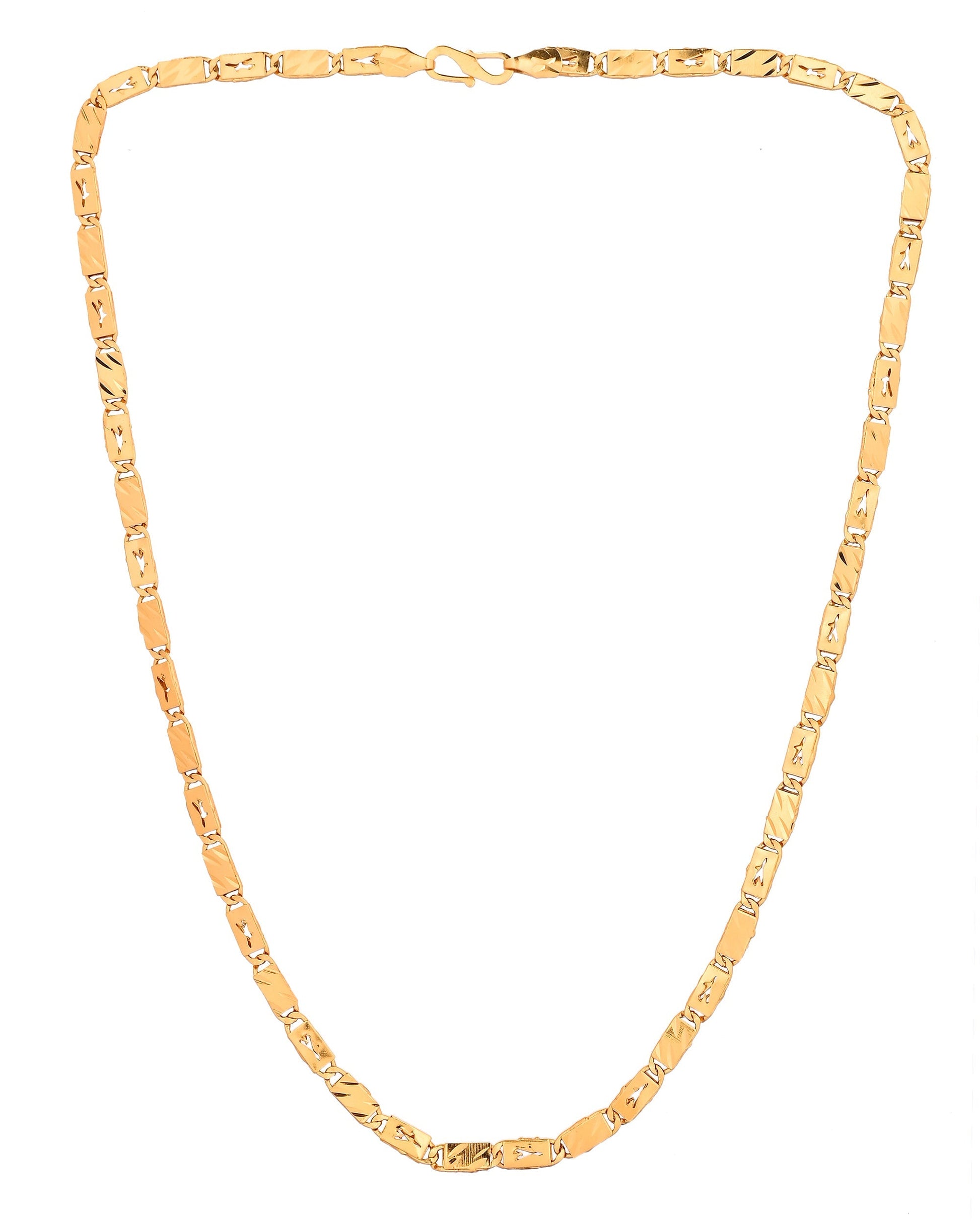 VOJ Gold Plated Plain Designed Biscuit Chain For Men  Grab2Buy VOJ Grab2Buy