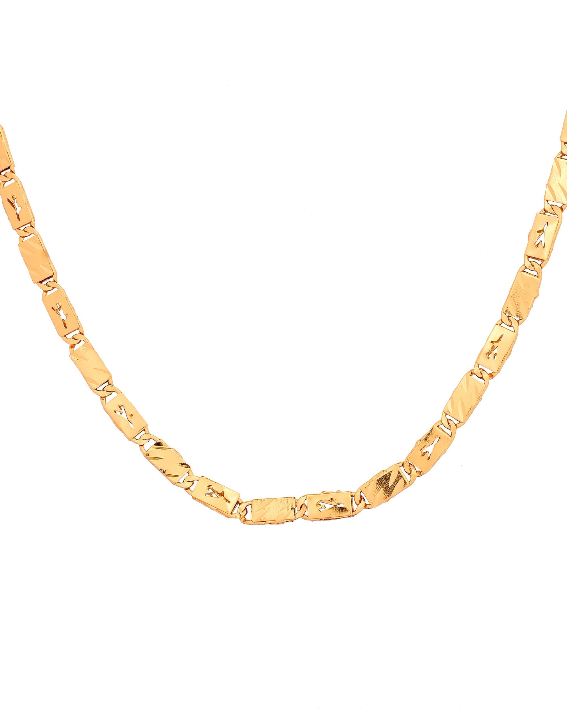 VOJ Gold Plated Plain Designed Biscuit Chain For Men  Grab2Buy VOJ Grab2Buy