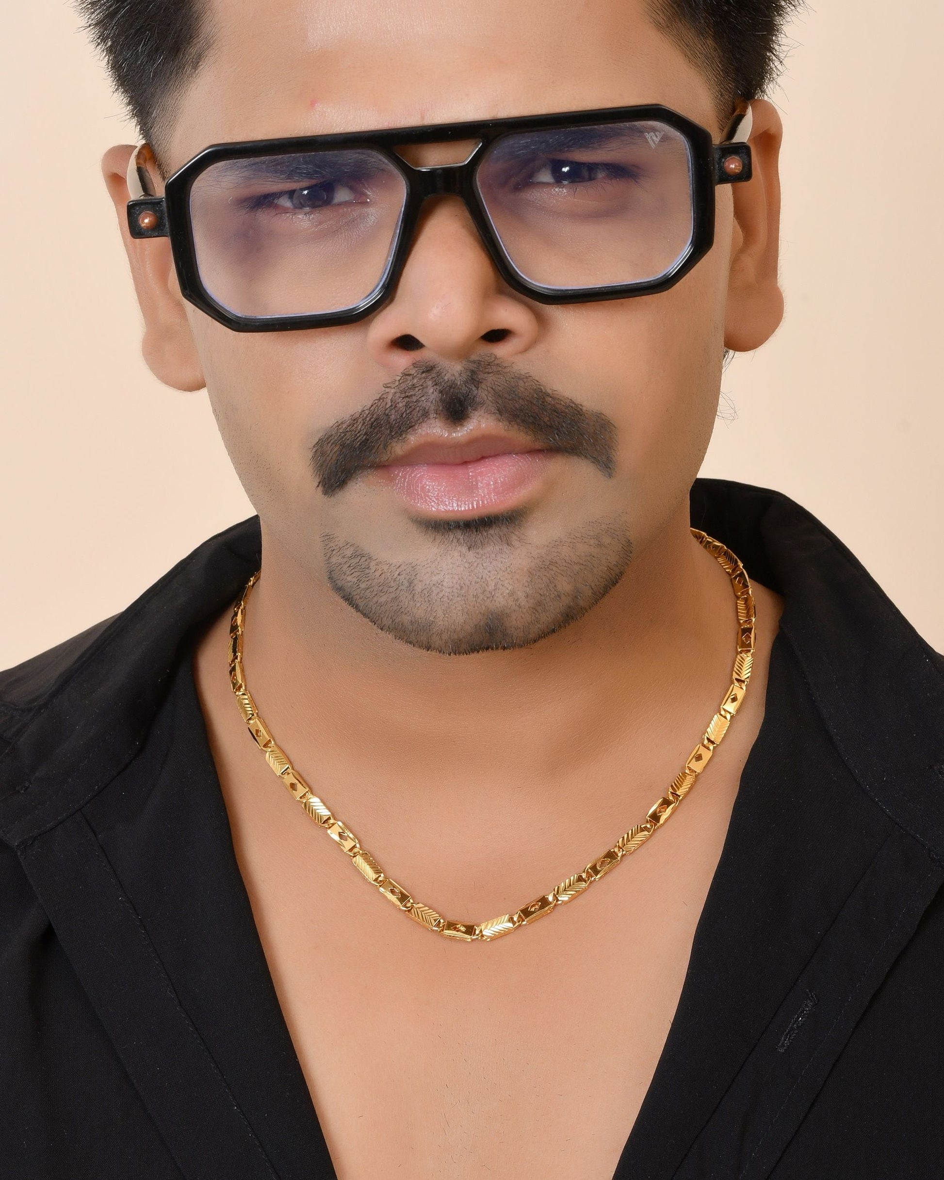 VOJ Gold Plated Square Designed Biscuit Chain For Men  Grab2Buy VOJ Grab2Buy