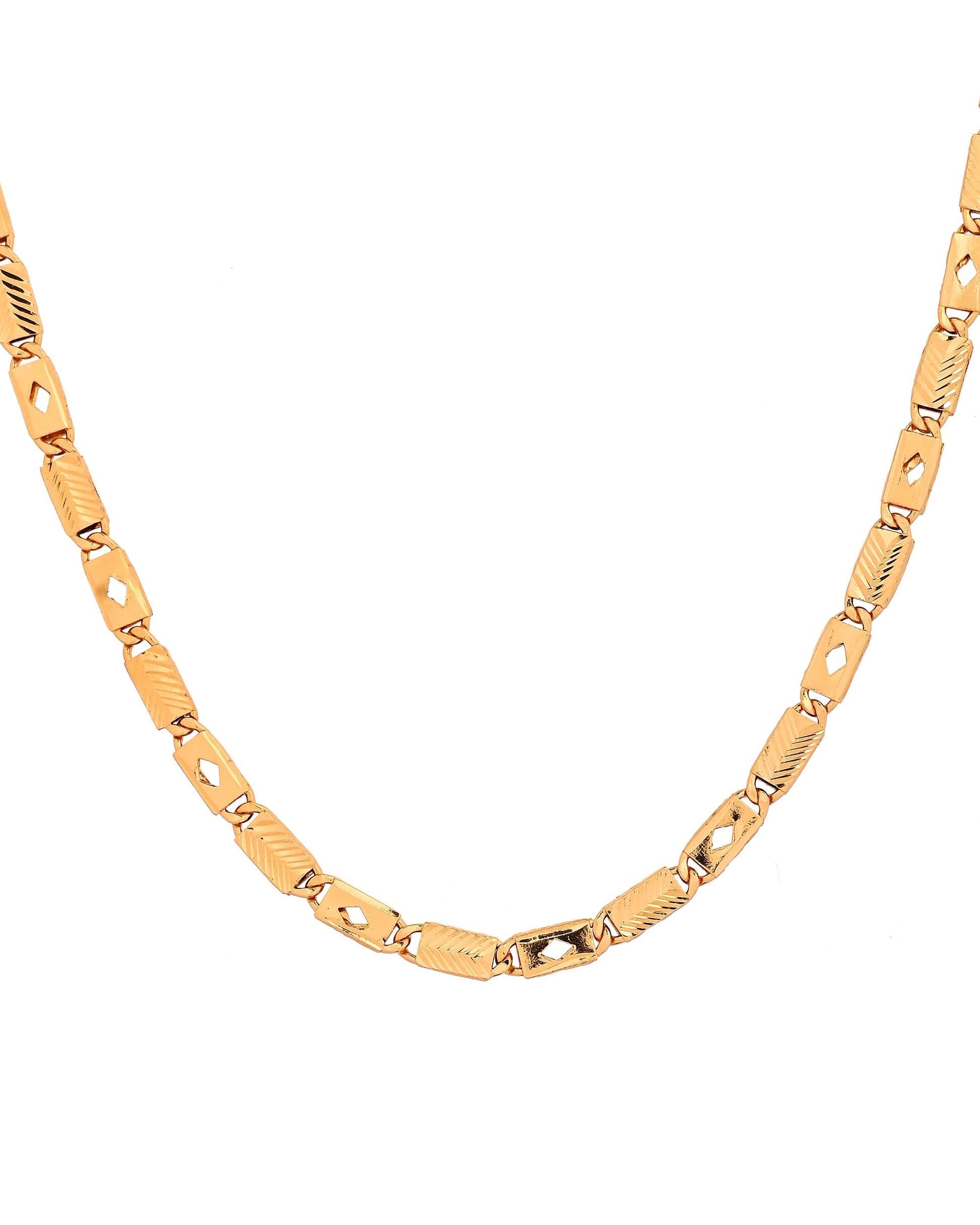 VOJ Gold Plated Square Designed Biscuit Chain For Men  Grab2Buy VOJ Grab2Buy