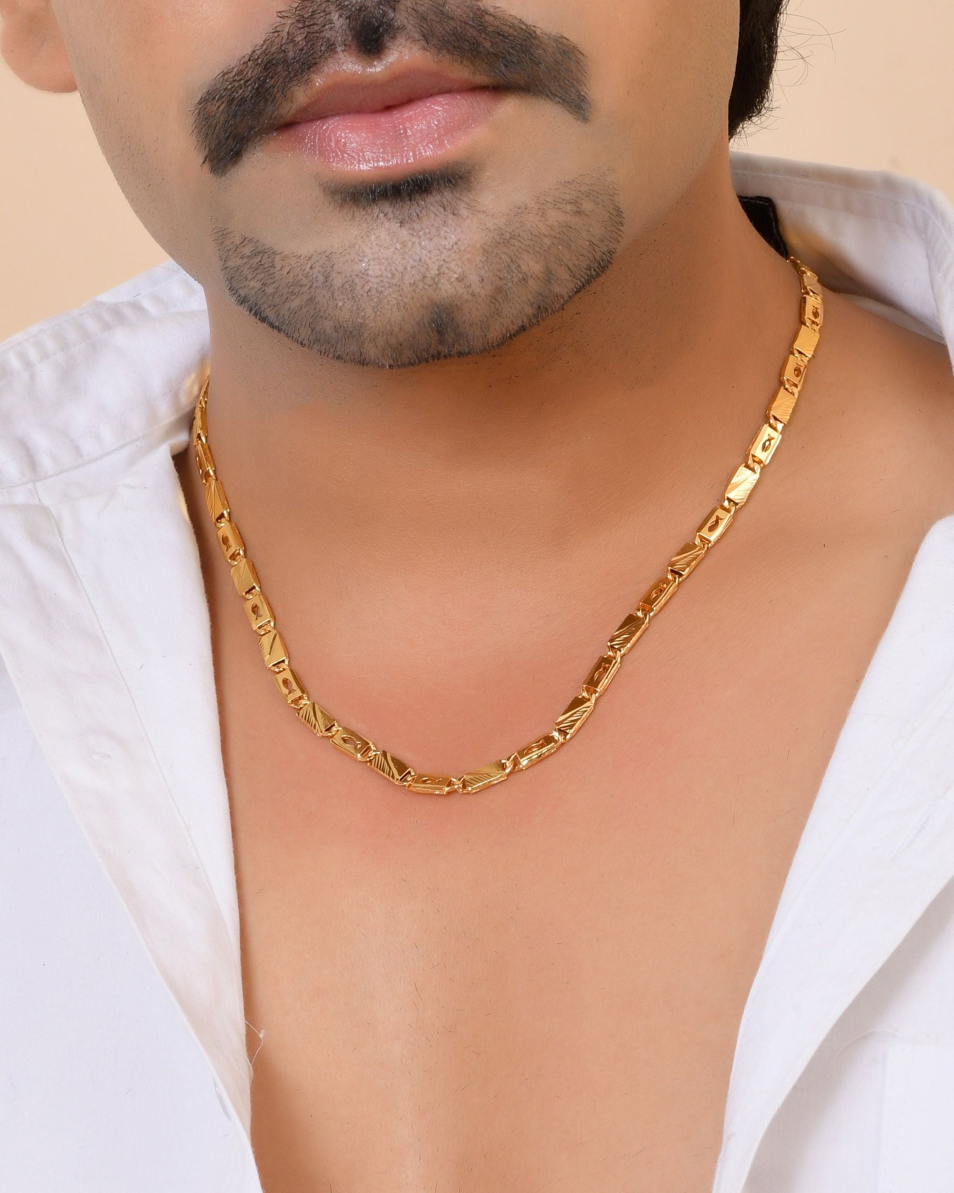 VOJ Gold Plated Fish Designed Biscuit Chain For Men  Grab2Buy VOJ Grab2Buy