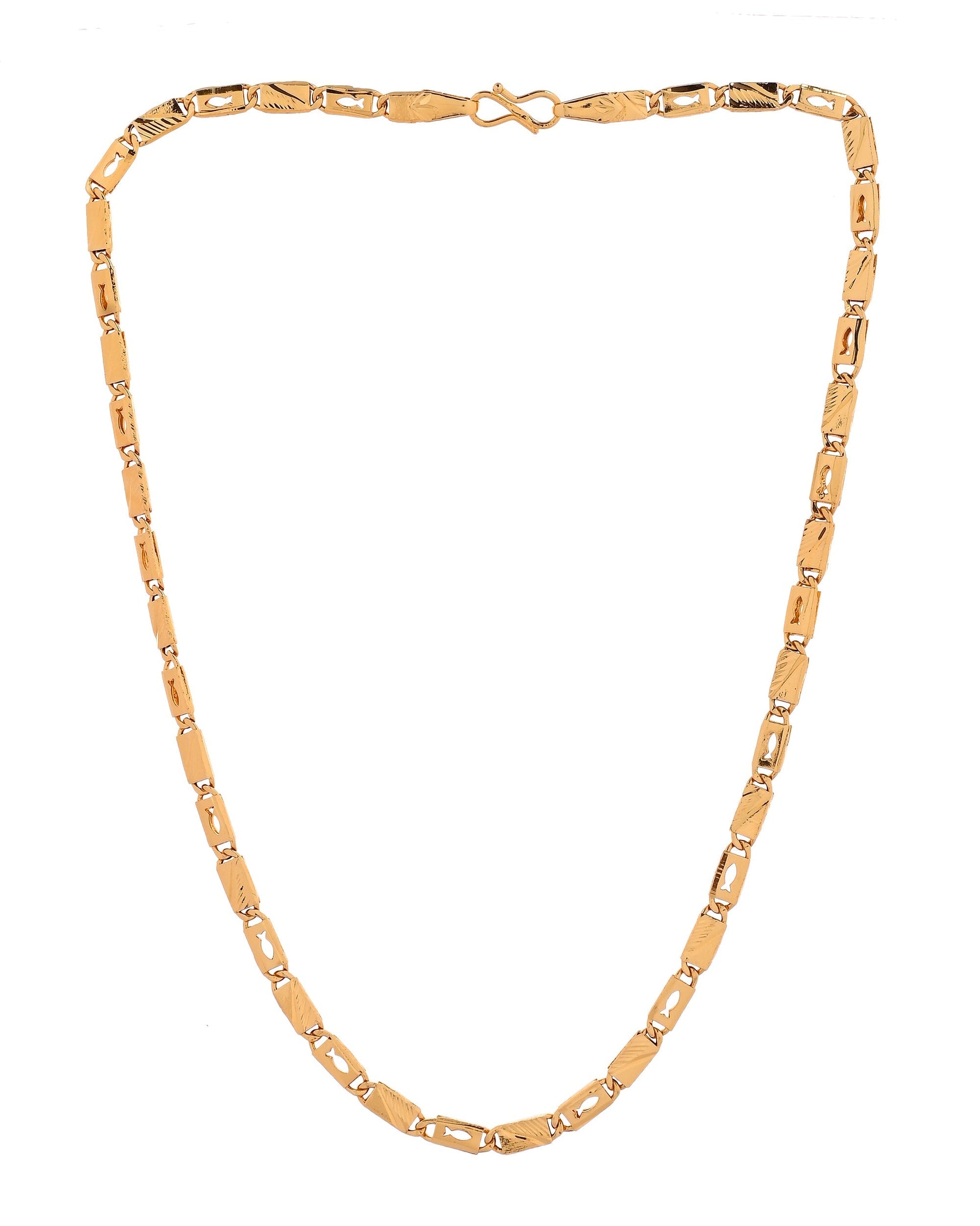 VOJ Gold Plated Fish Designed Biscuit Chain For Men  Grab2Buy VOJ Grab2Buy