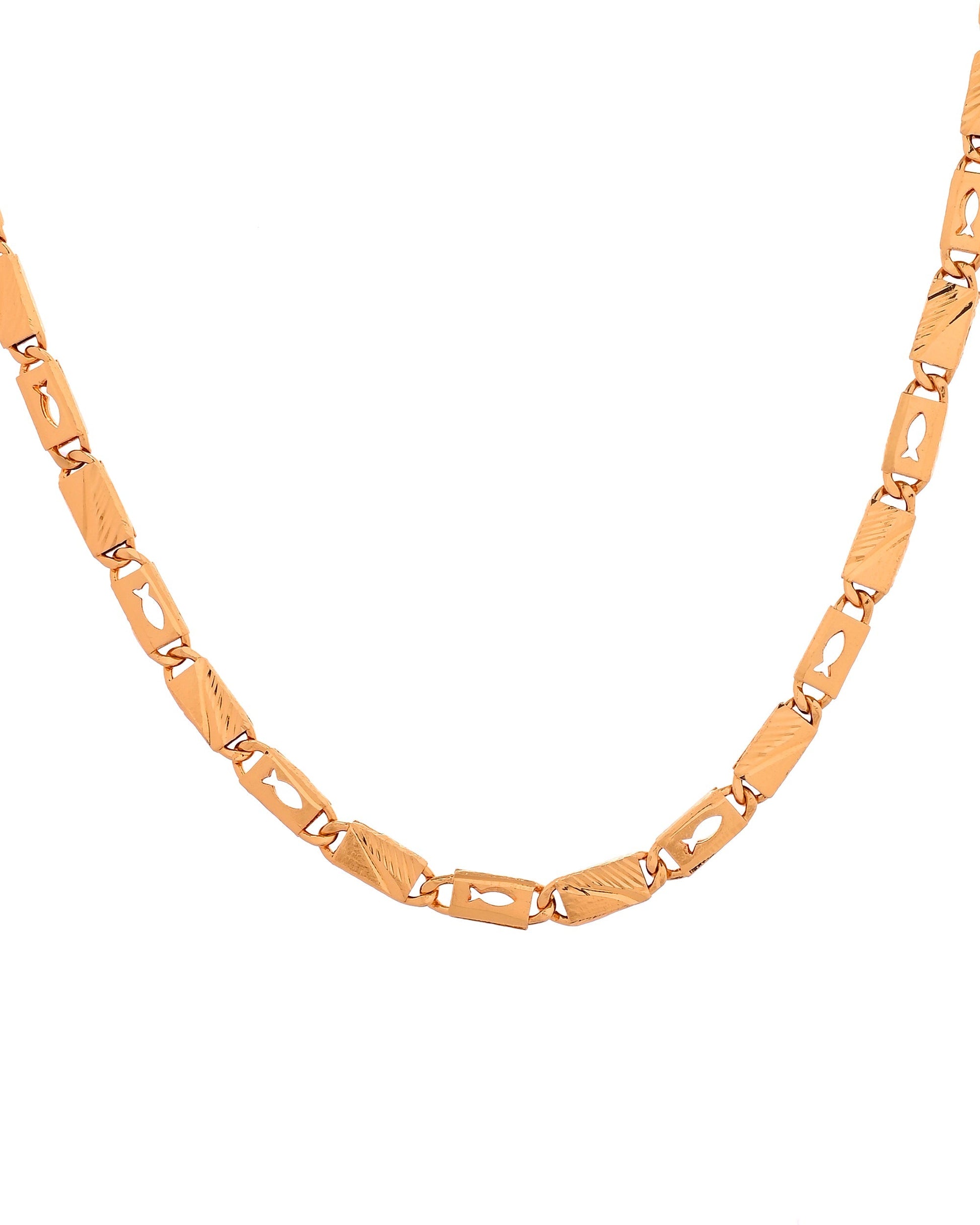 VOJ Gold Plated Fish Designed Biscuit Chain For Men  Grab2Buy VOJ Grab2Buy