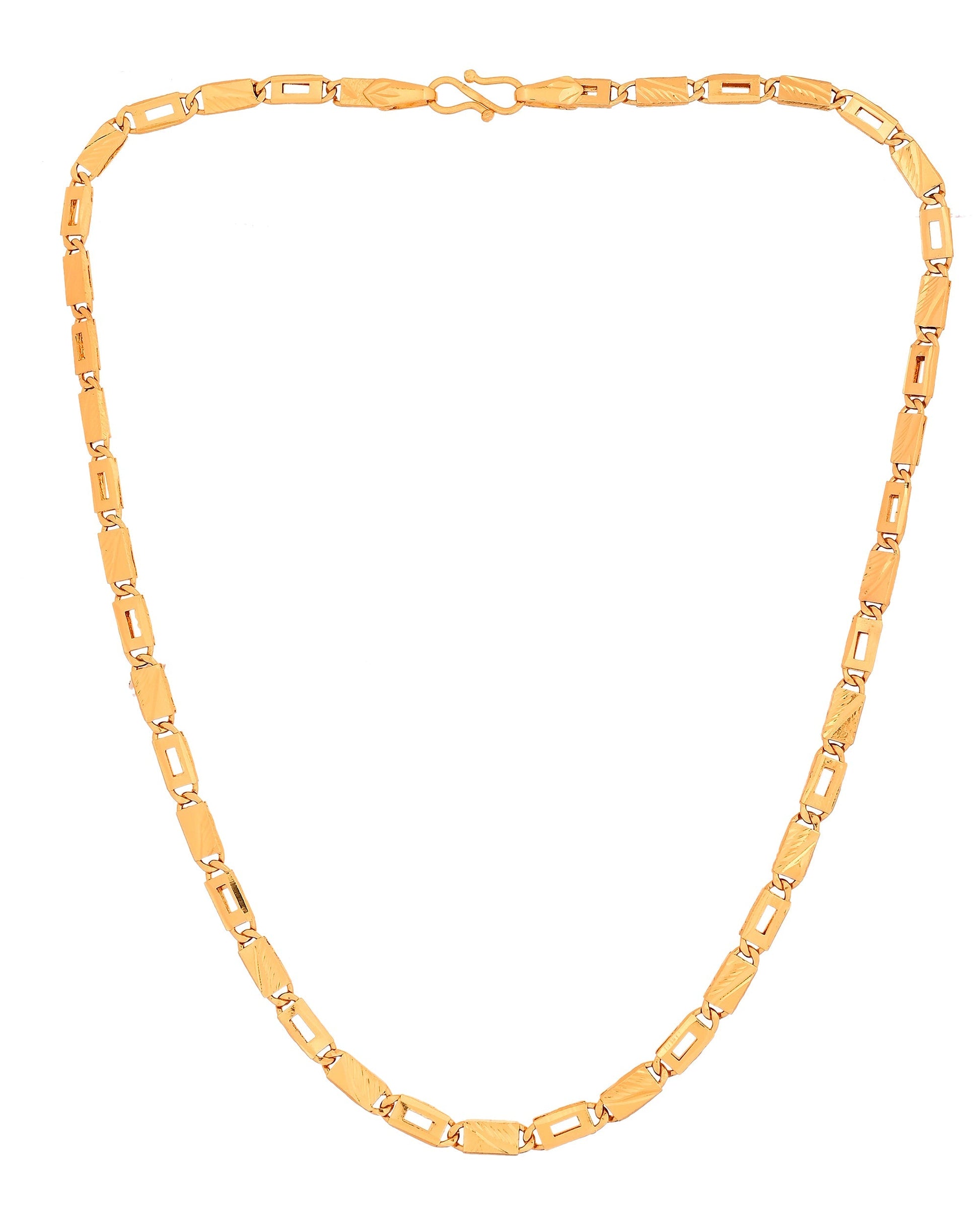 VOJ Gold Toned Rectangular Designed Biscuit Chain For Men  Grab2Buy VOJ Grab2Buy