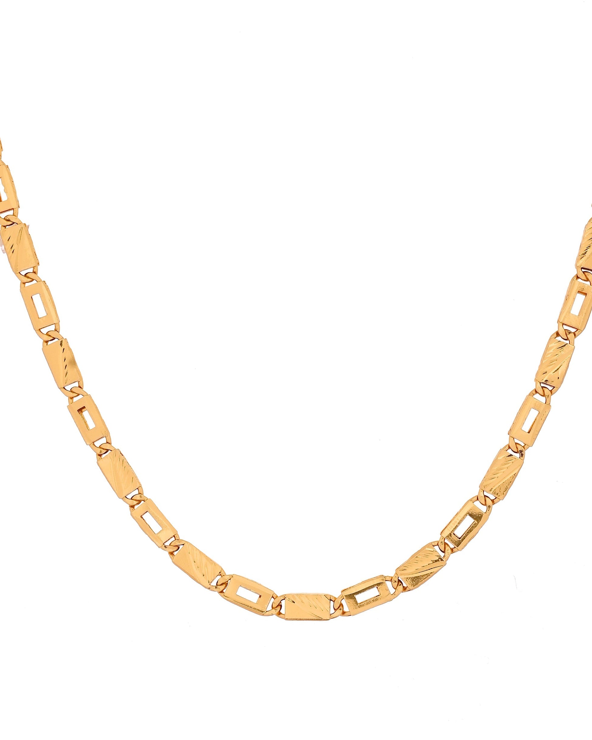 VOJ Gold Toned Rectangular Designed Biscuit Chain For Men  Grab2Buy VOJ Grab2Buy