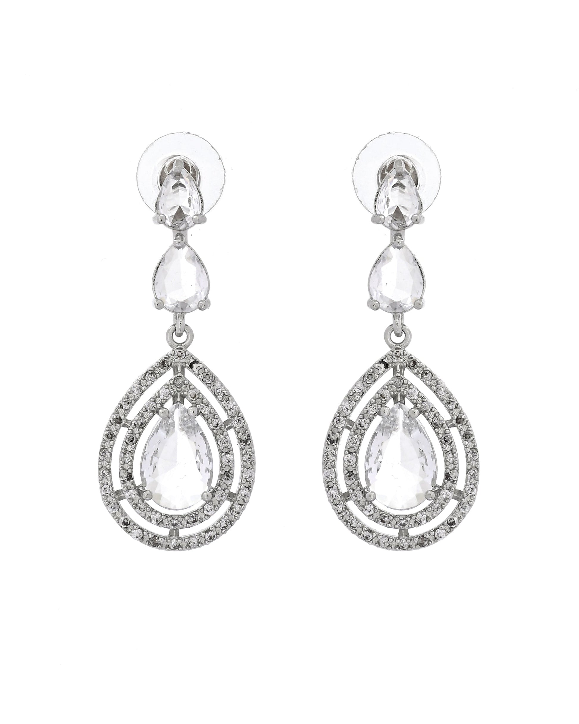 VOJ Silver Toned Tear Drop Shaped Stone Ad Necklace Set  Grab2Buy VOJ Grab2Buy