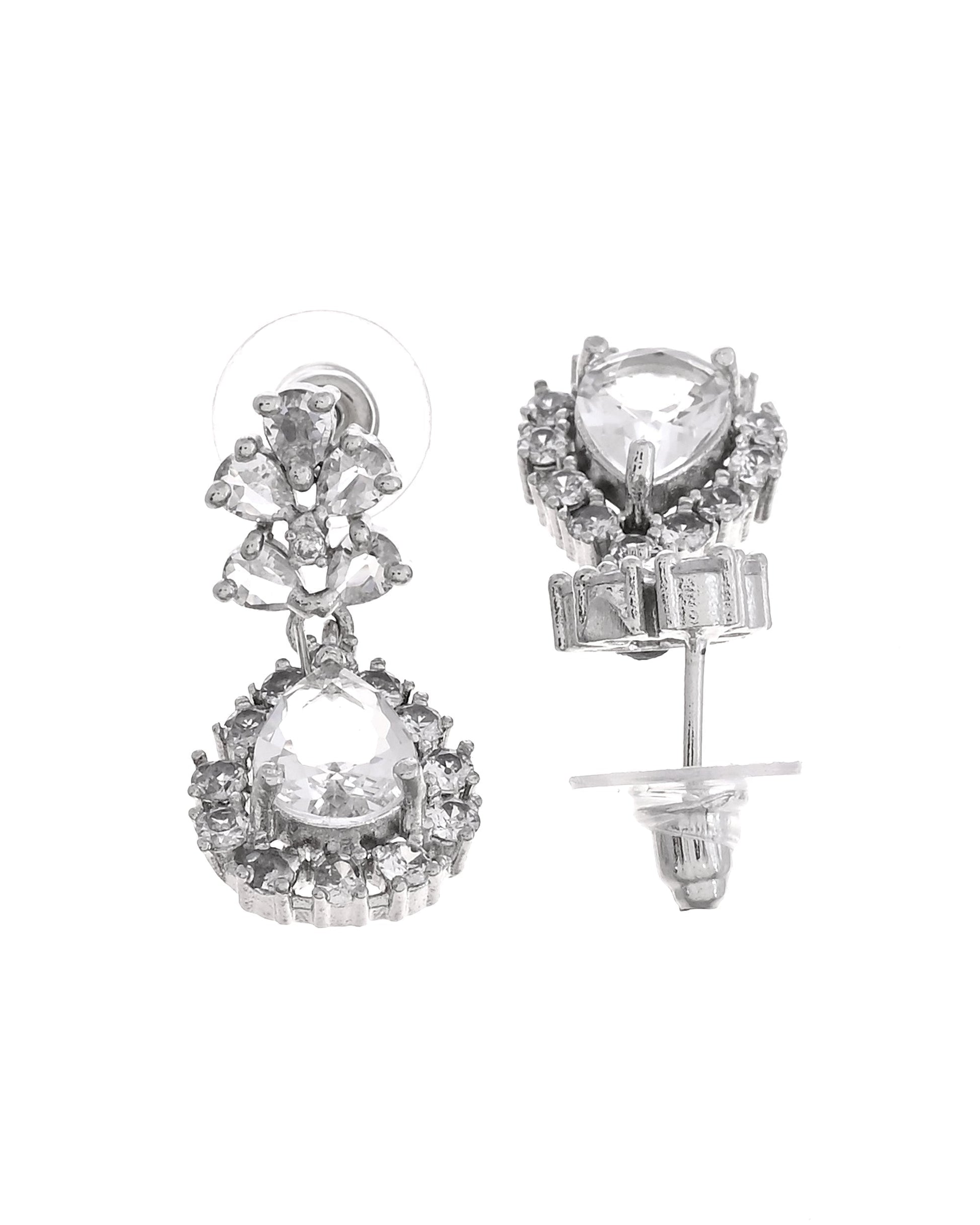 VOJ Silver Plated Drop Shaped Stone With Ad Stone Simple Jewellery Set  Grab2Buy VOJ Grab2Buy