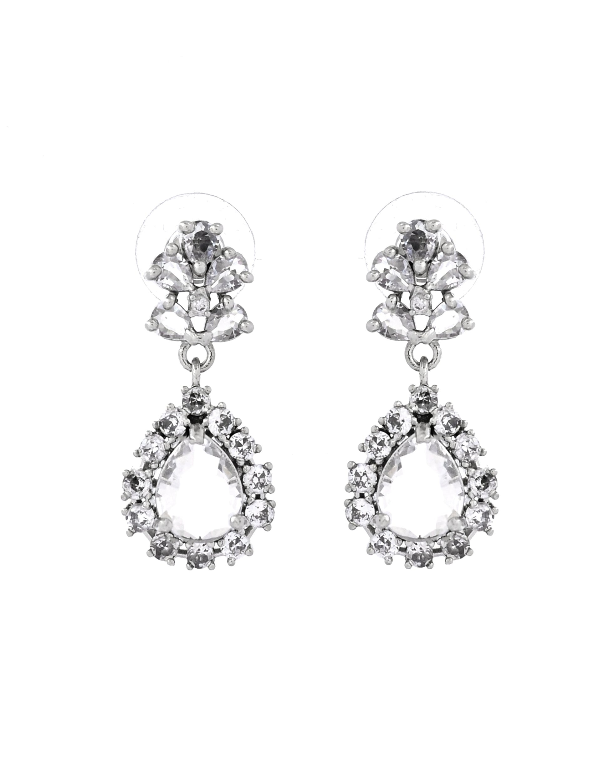 VOJ Silver Plated Drop Shaped Stone With Ad Stone Simple Jewellery Set  Grab2Buy VOJ Grab2Buy