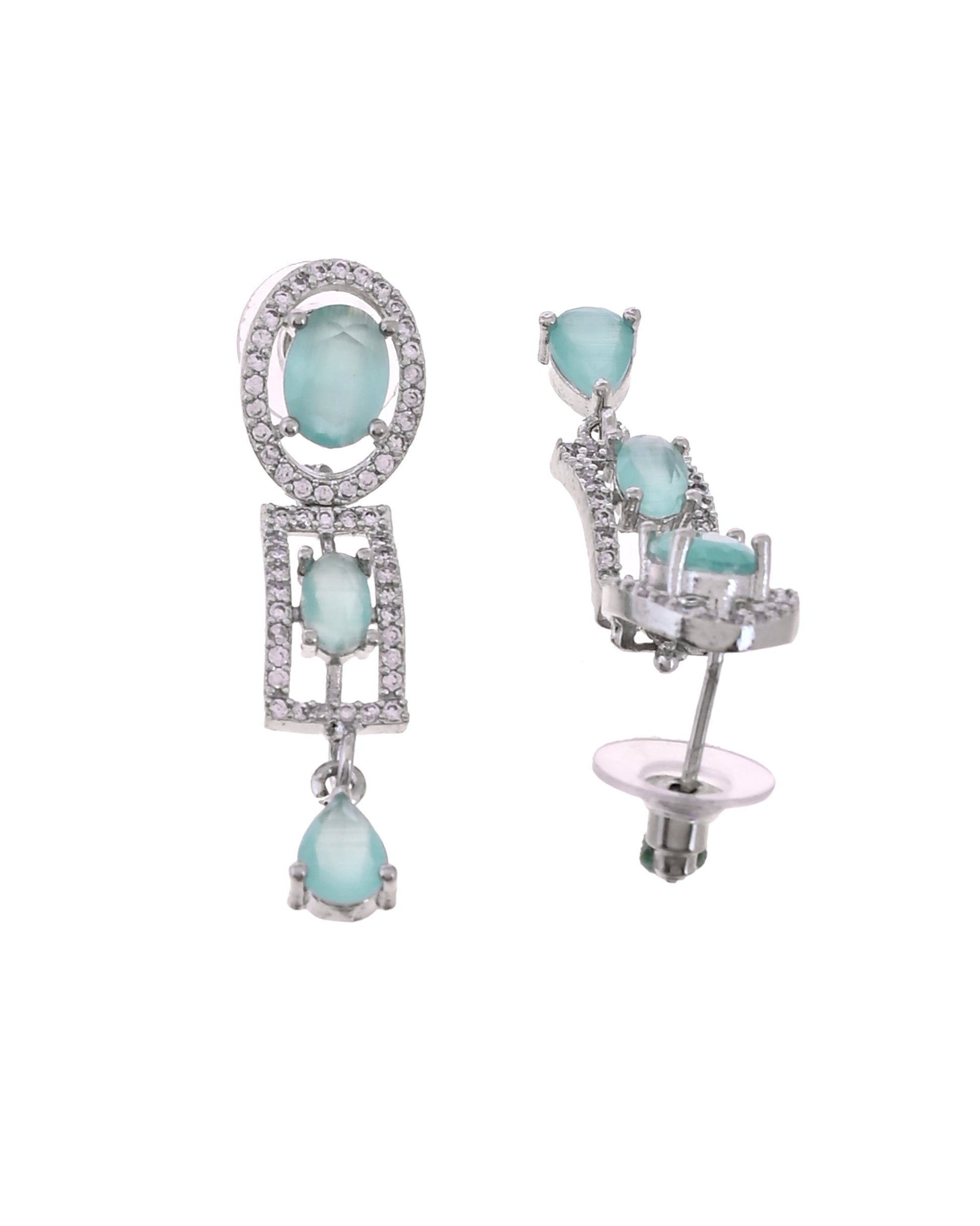 VOJ Silver Toned Cz Stone Studded Designer Necklace Set  Grab2Buy VOJ Grab2Buy