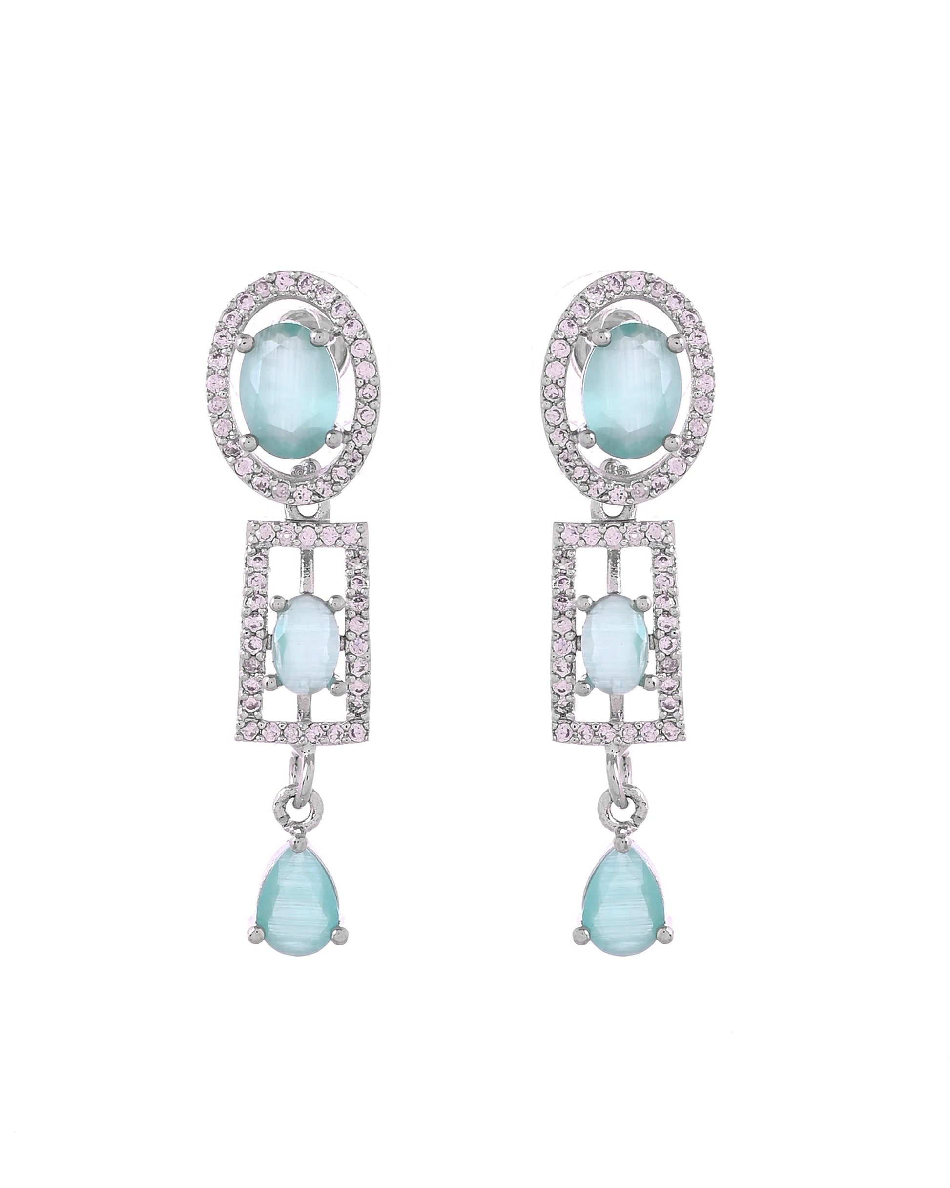 VOJ Silver Toned Cz Stone Studded Designer Necklace Set  Grab2Buy VOJ Grab2Buy