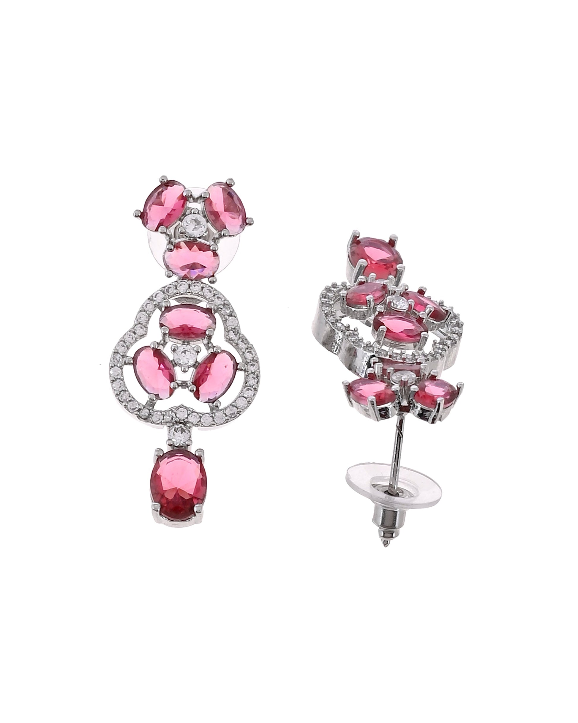 VOJ Silver Plated Ruby Red Stone Studded Ad Jewellery Set With Maang Tikka  Grab2Buy VOJ Grab2Buy