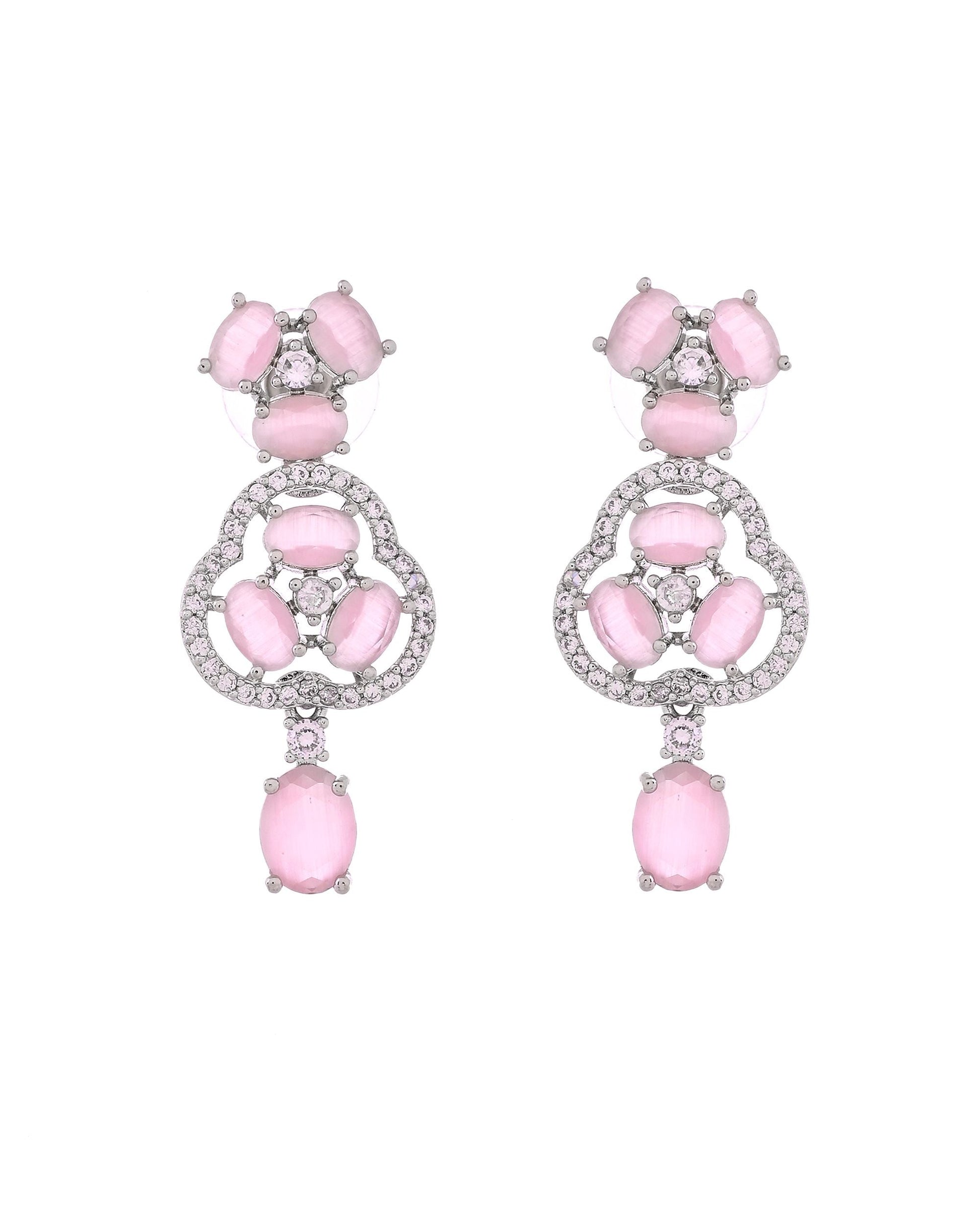VOJ Silver Plated Baby Pink Stone Studded Ad Jewellery Set With Maang Tikka  Grab2Buy VOJ Grab2Buy