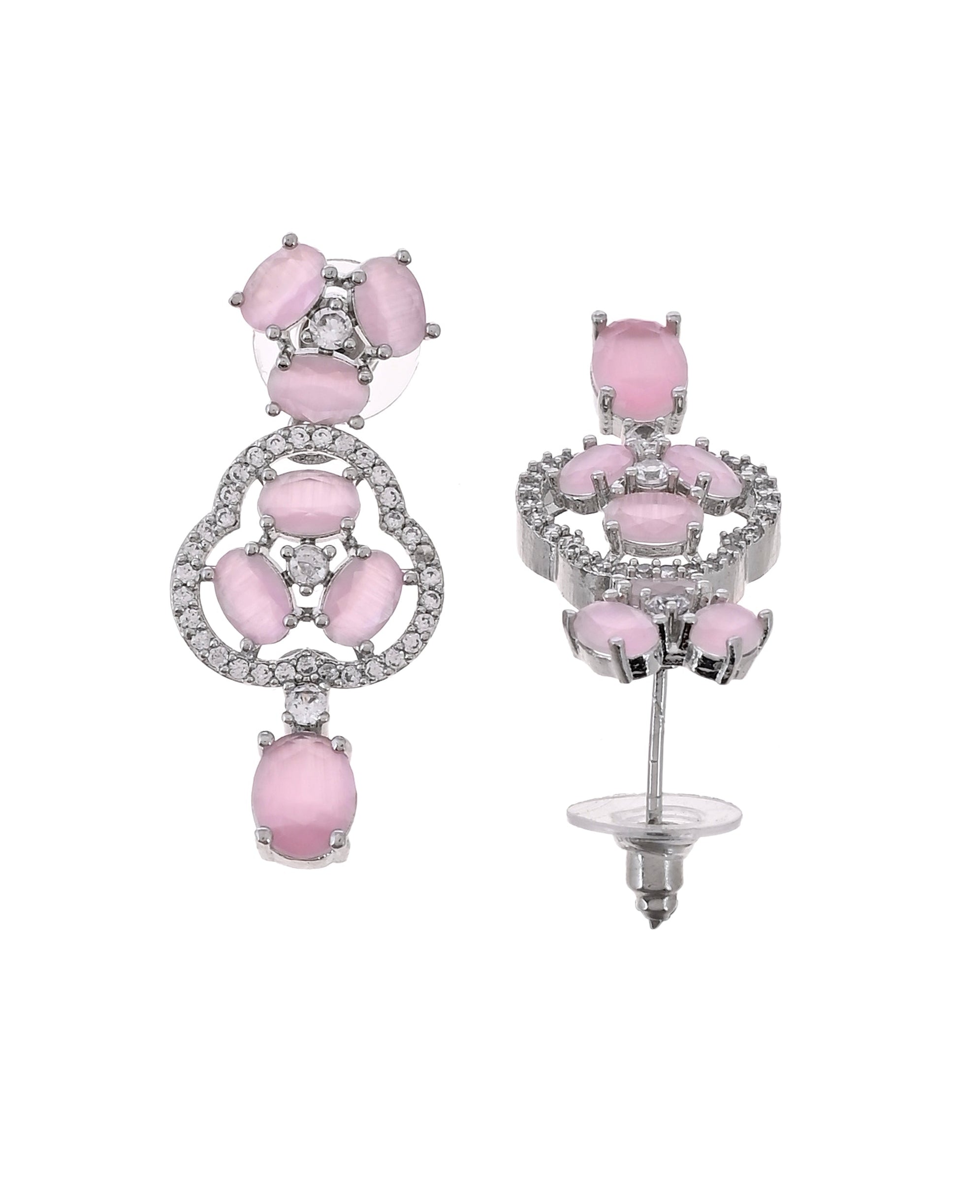 VOJ Silver Plated Baby Pink Stone Studded Ad Jewellery Set With Maang Tikka  Grab2Buy VOJ Grab2Buy