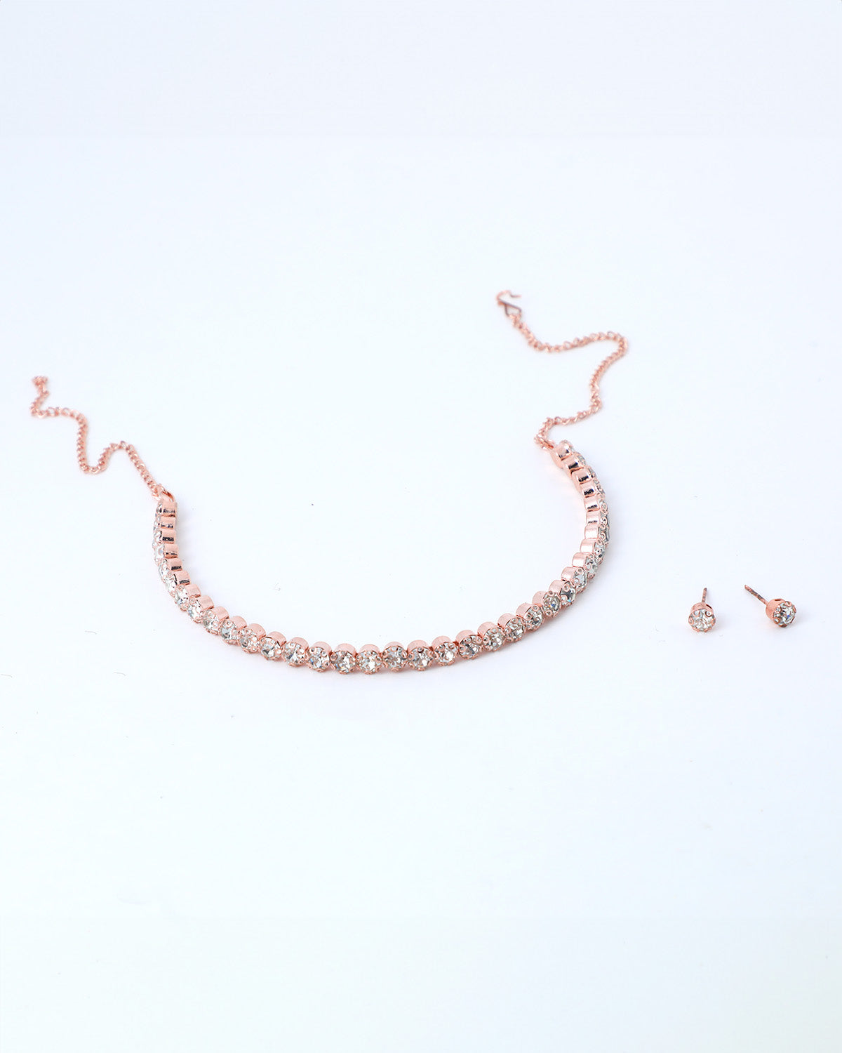 VOJ Gold Plated Single Line Stone Studded Choker Jewellery Set - Grab2buy