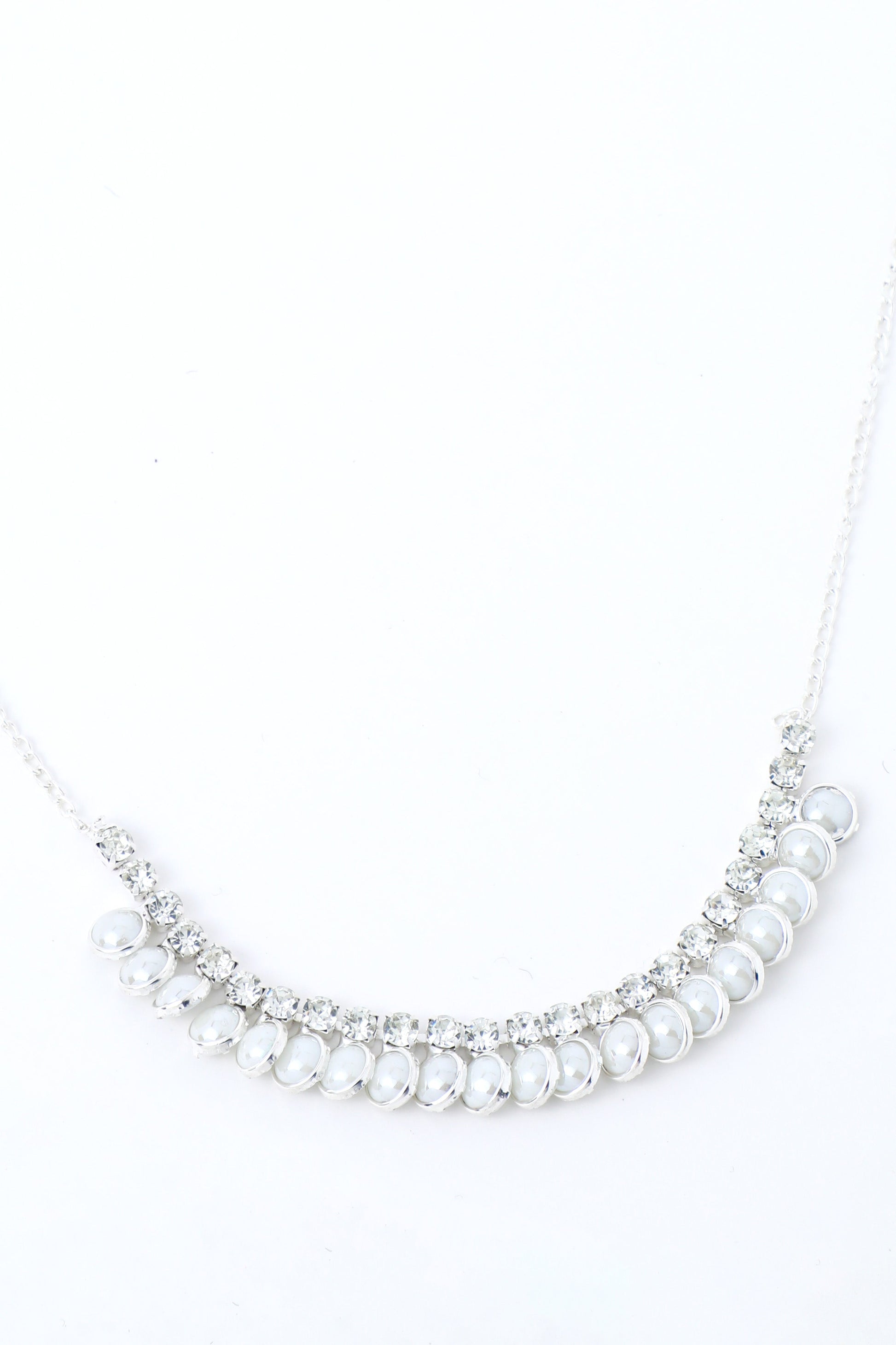 VOJ Silver Plated White Pearl Studded Choker Jewellery Set - Grab2buy