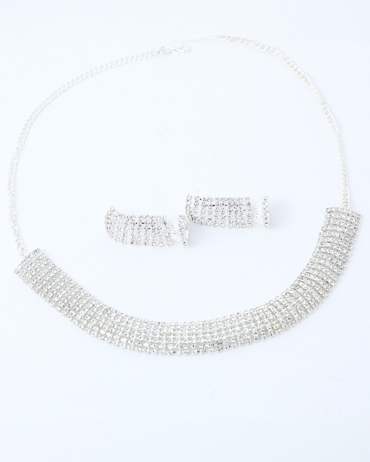 VOJ Silver Plated Stone Studded Choker Jewellery Set - Grab2buy