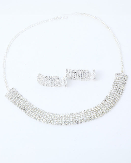VOJ Silver Plated Stone Studded Choker Jewellery Set - Grab2buy