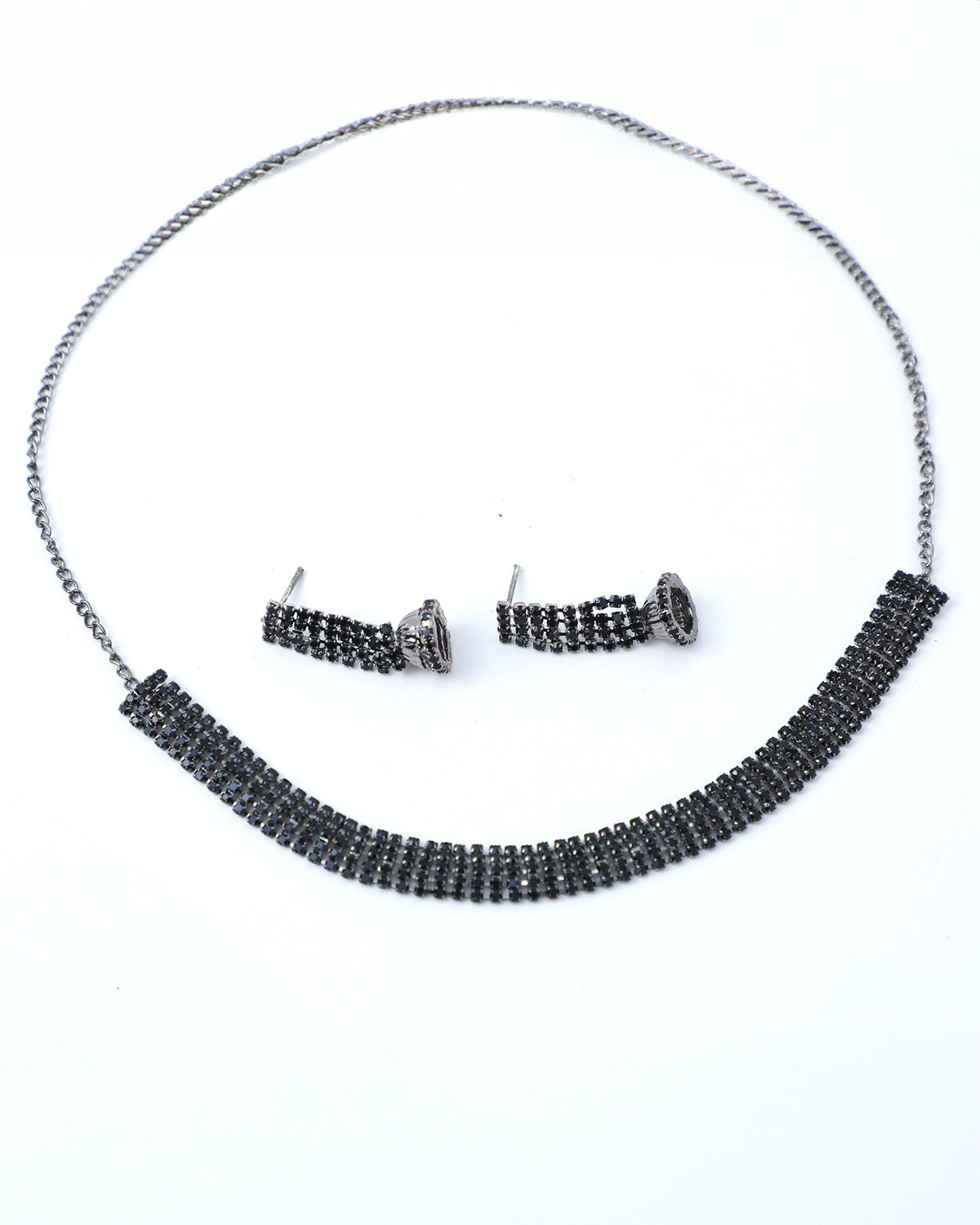 VOJ Black Stone Studded Choker Jewellery Set - Grab2buy