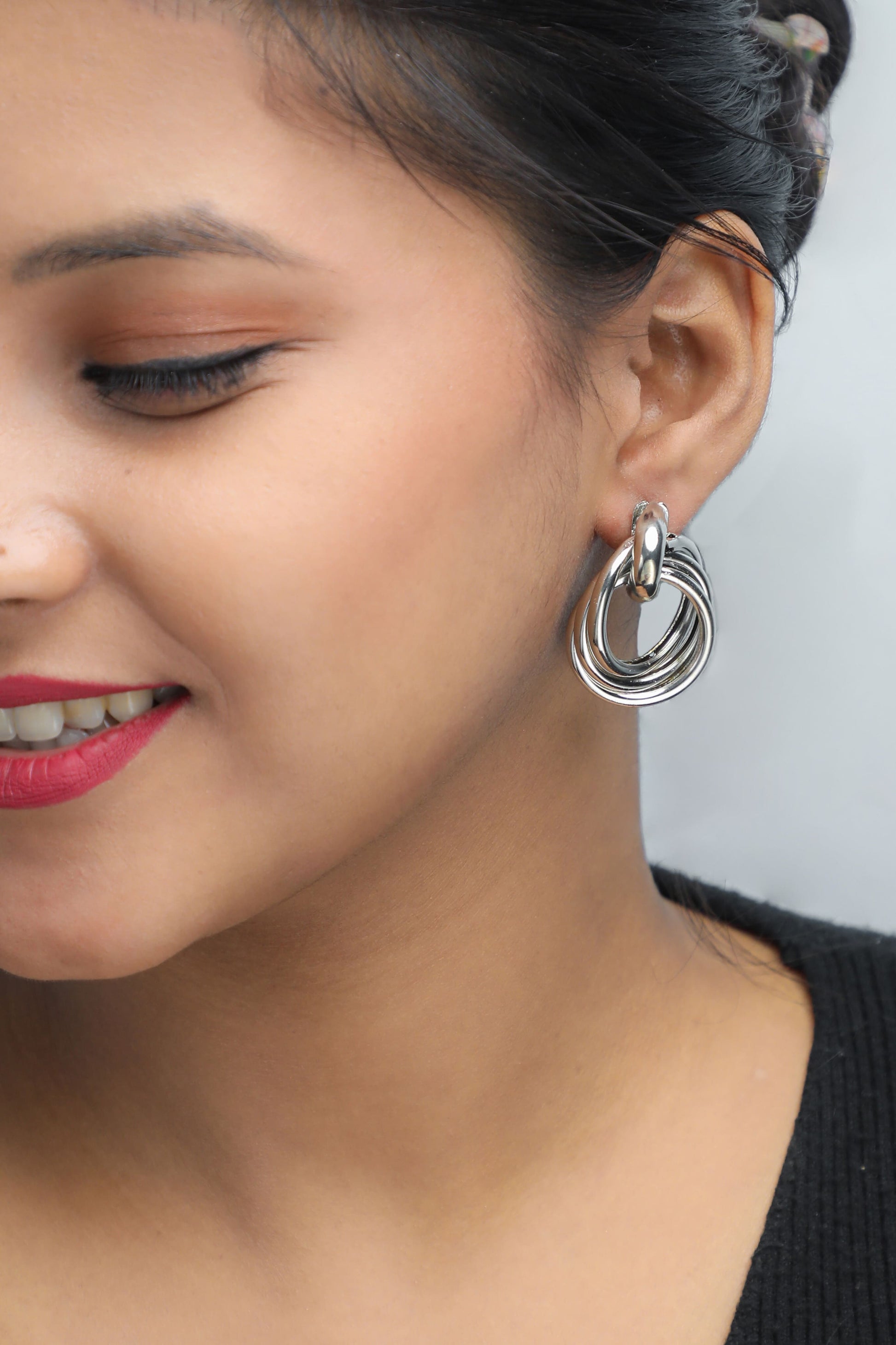 VOJ Silver Plated Circluar Studs Earring - Grab2buy