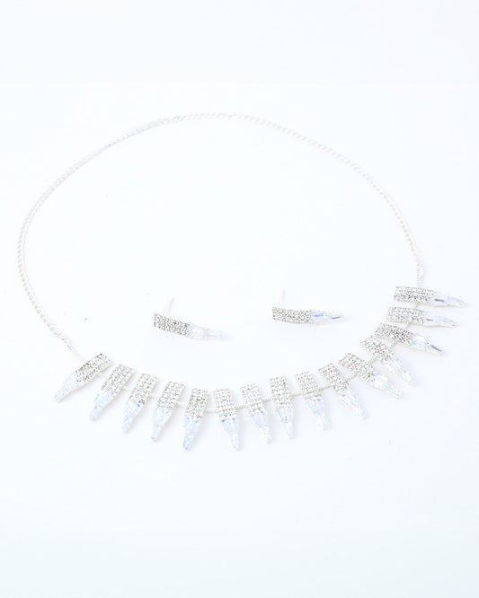 VOJ Silver Plated Stone Studded Necklace And Earring Set - Grab2buy