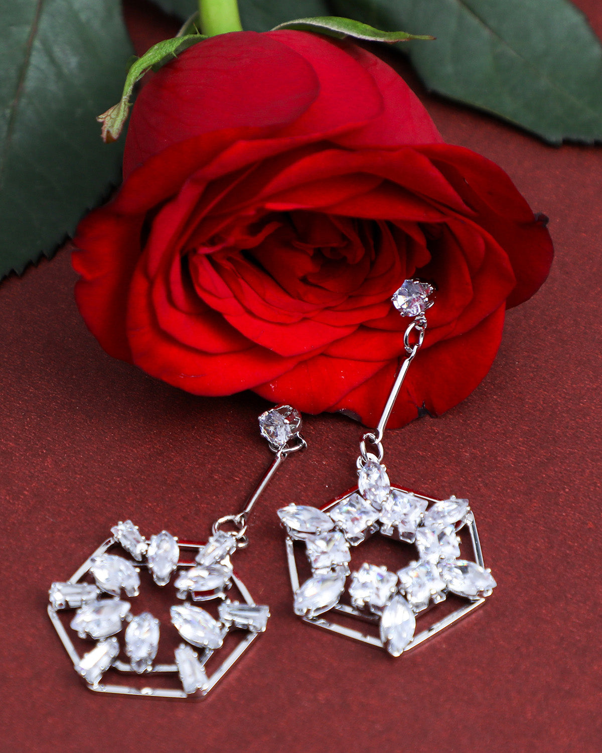 VOJ Silver Plated Stone Studded Circluar Earrings - Grab2buy