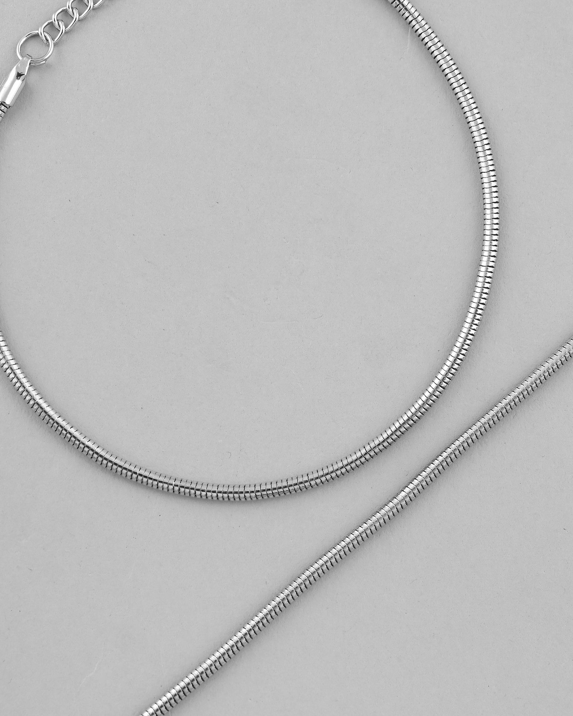 VOJ Set Of 2 Silver Plated Snake Anklet 