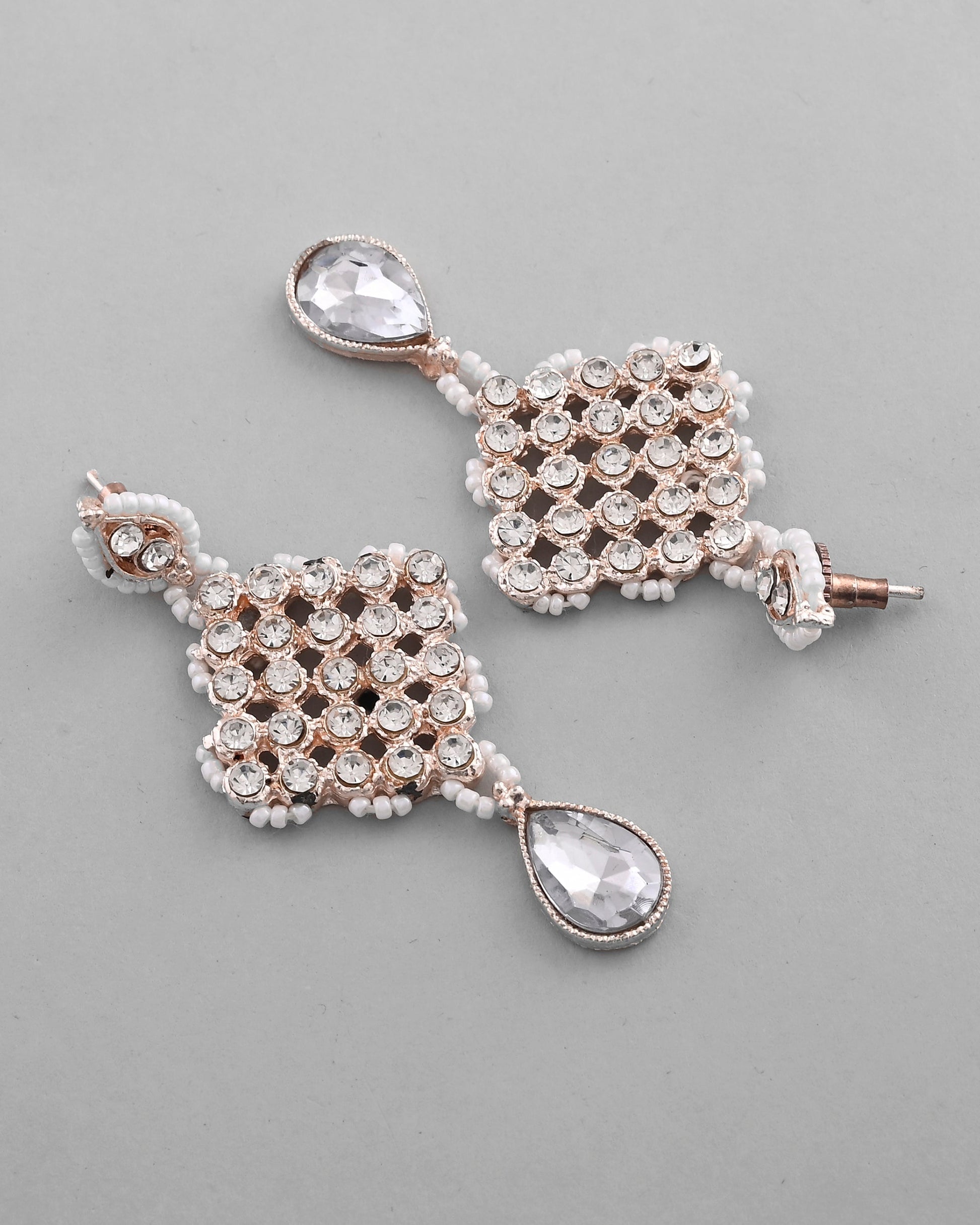 VOJ Silver Plated Party Wear AD Choker Necklace Jewellery Set VOJ (Valley Of Jewellery)