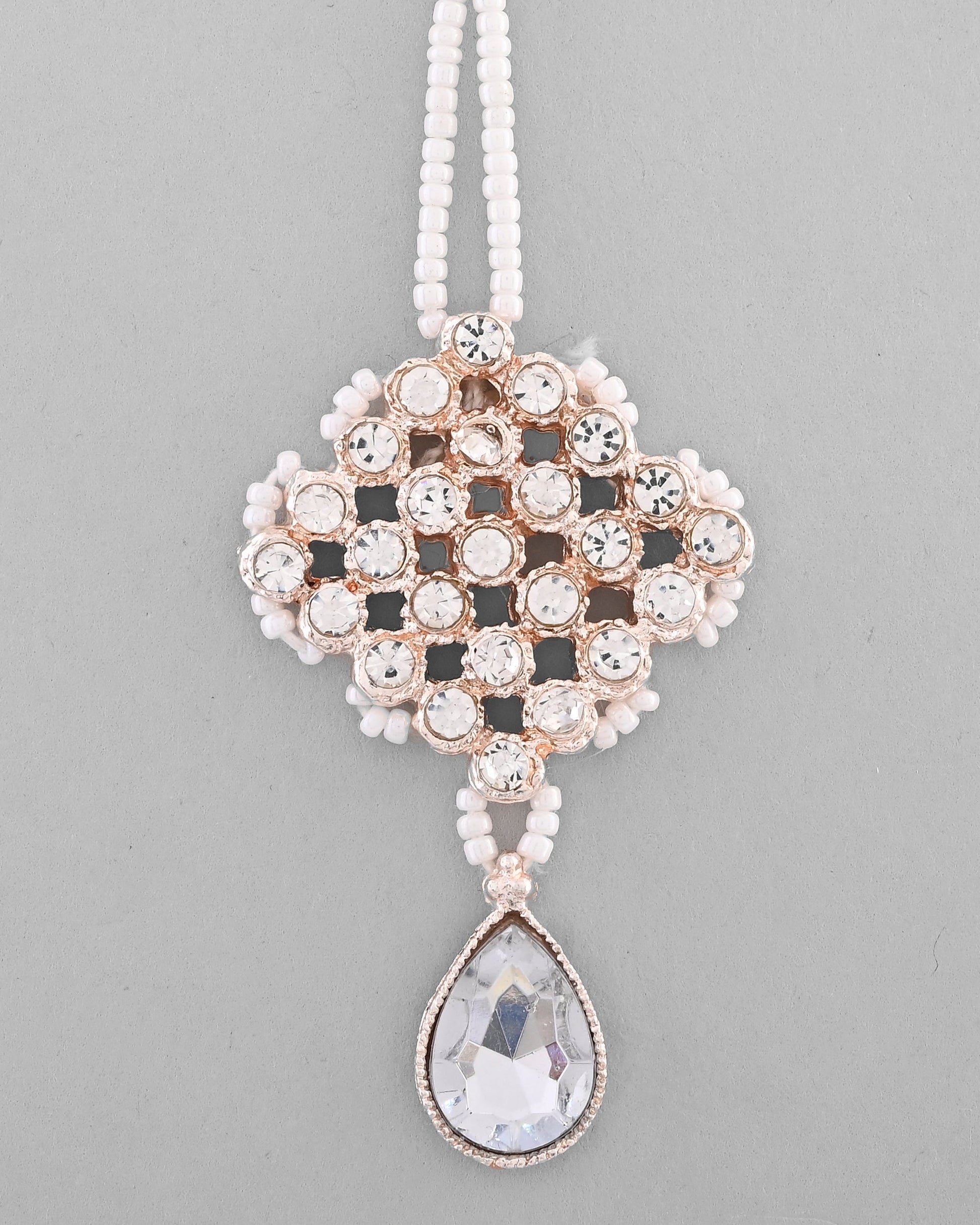 VOJ Silver Plated Party Wear AD Choker Necklace Jewellery Set VOJ (Valley Of Jewellery)