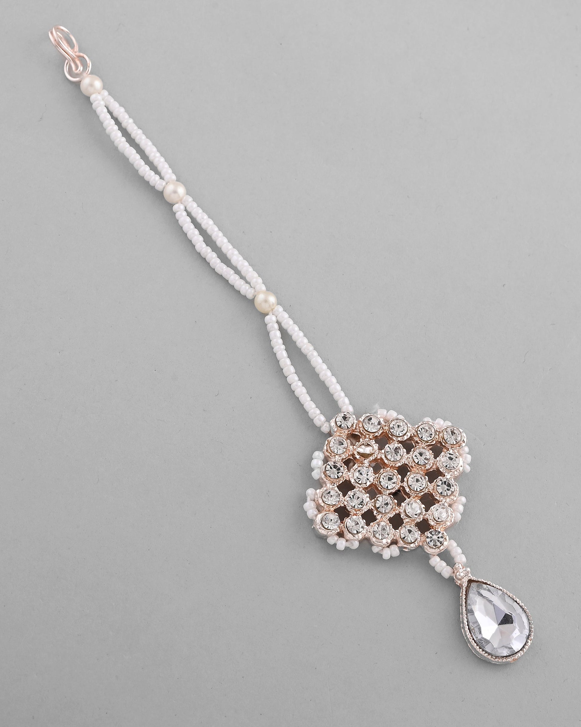 VOJ Silver Plated Party Wear AD Choker Necklace Jewellery Set VOJ (Valley Of Jewellery)