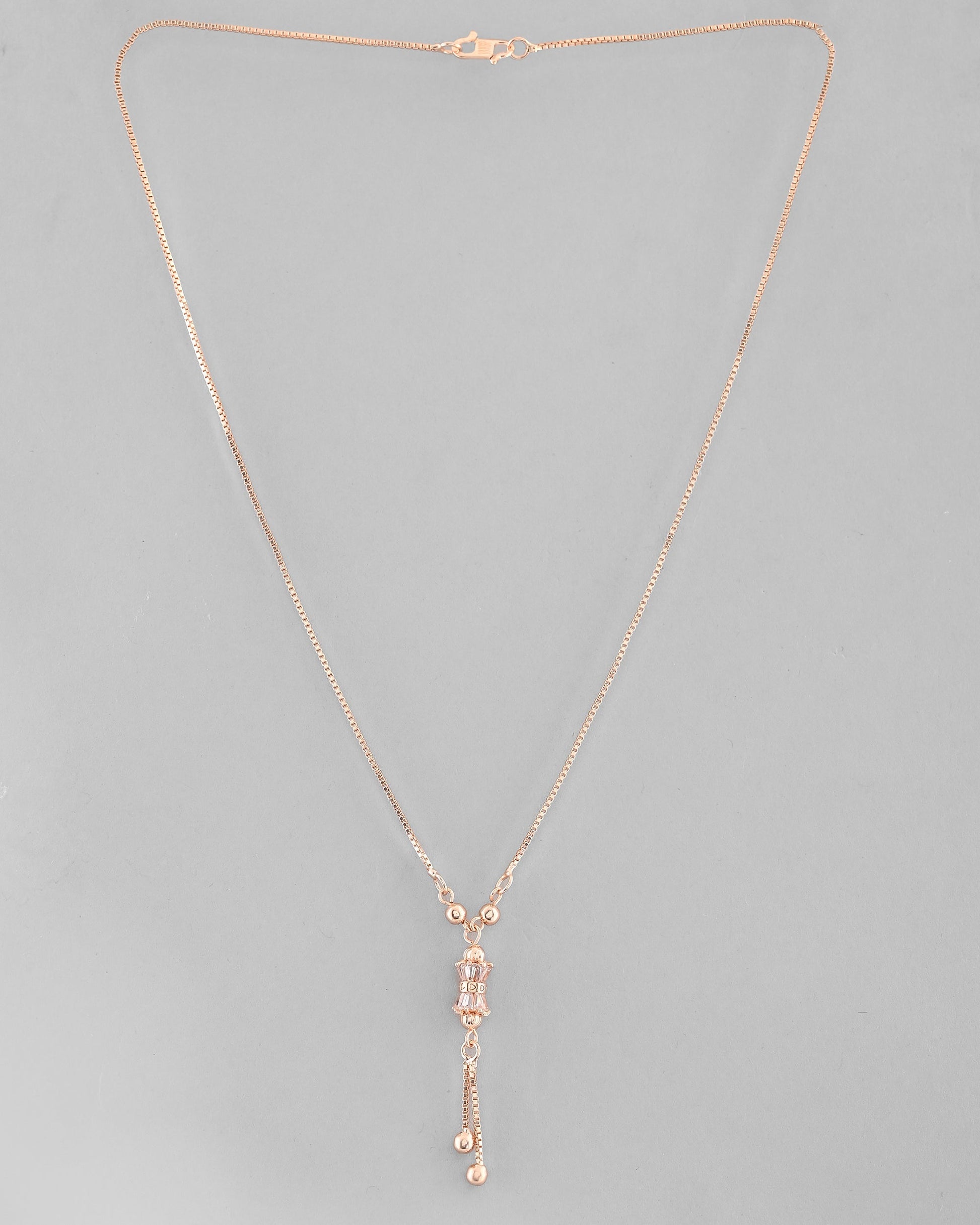 VOJ Rose Gold-Polished AD Stone Studded Chain 