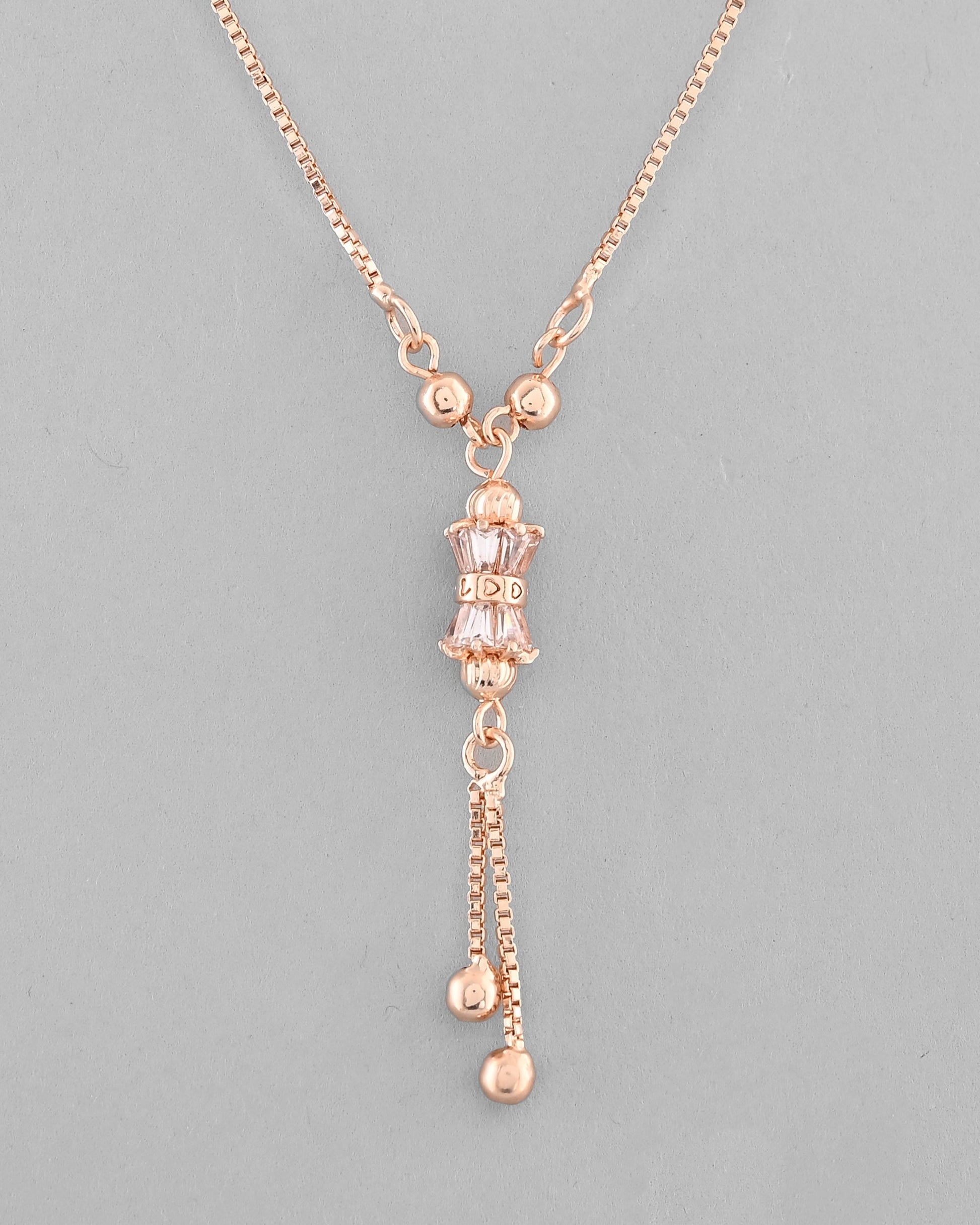 VOJ Rose Gold-Polished AD Stone Studded Chain 