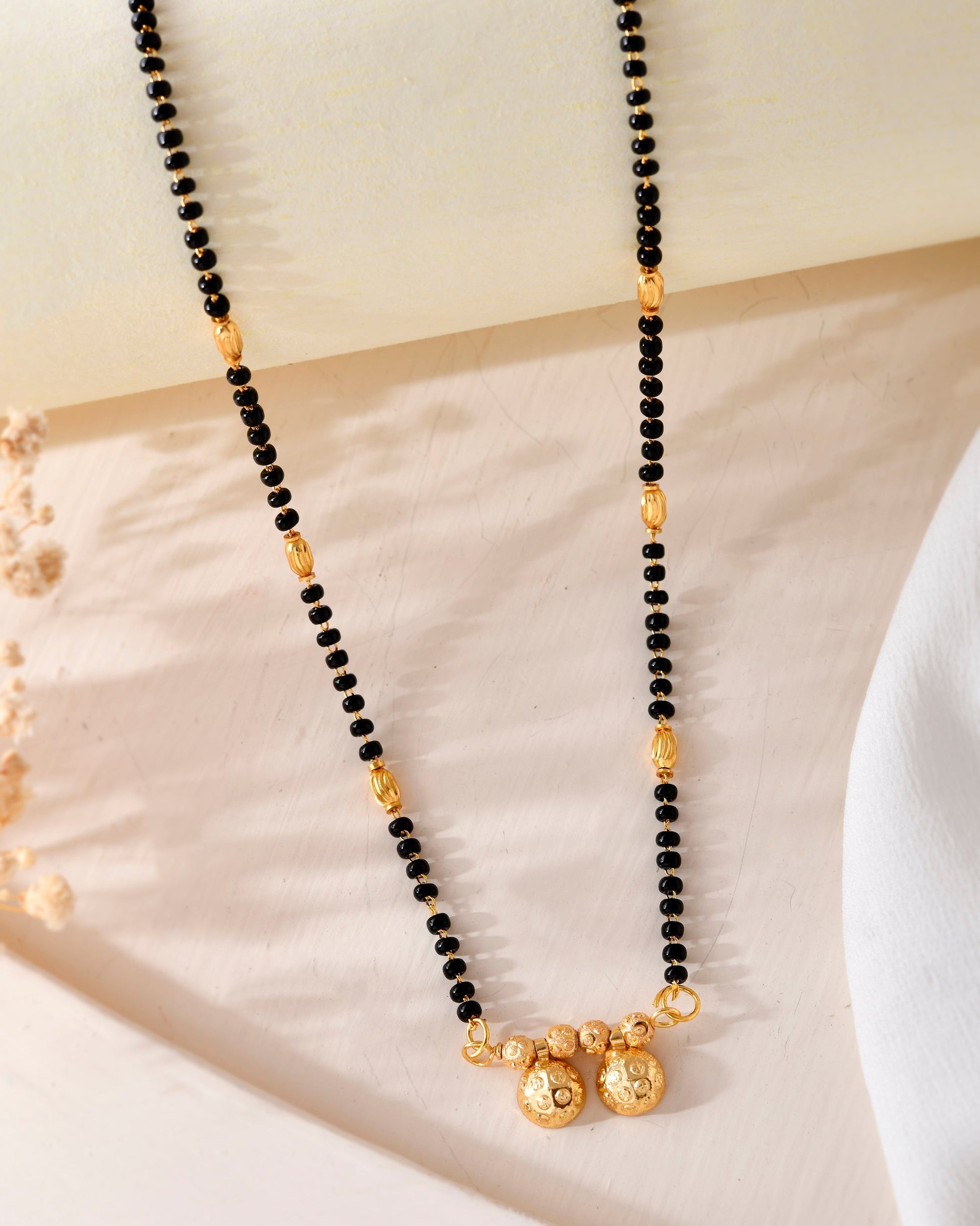 VOJ Gold-Polished Beaded Mangalsutra 