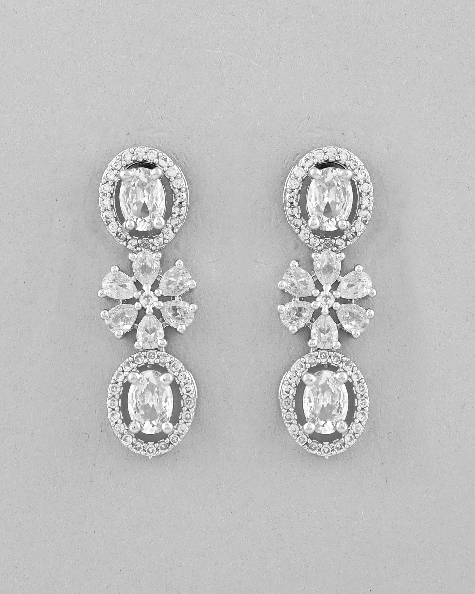 VOJ Silver-Plated AD-Studded Jewellery Set VOJ (Valley Of Jewellery)