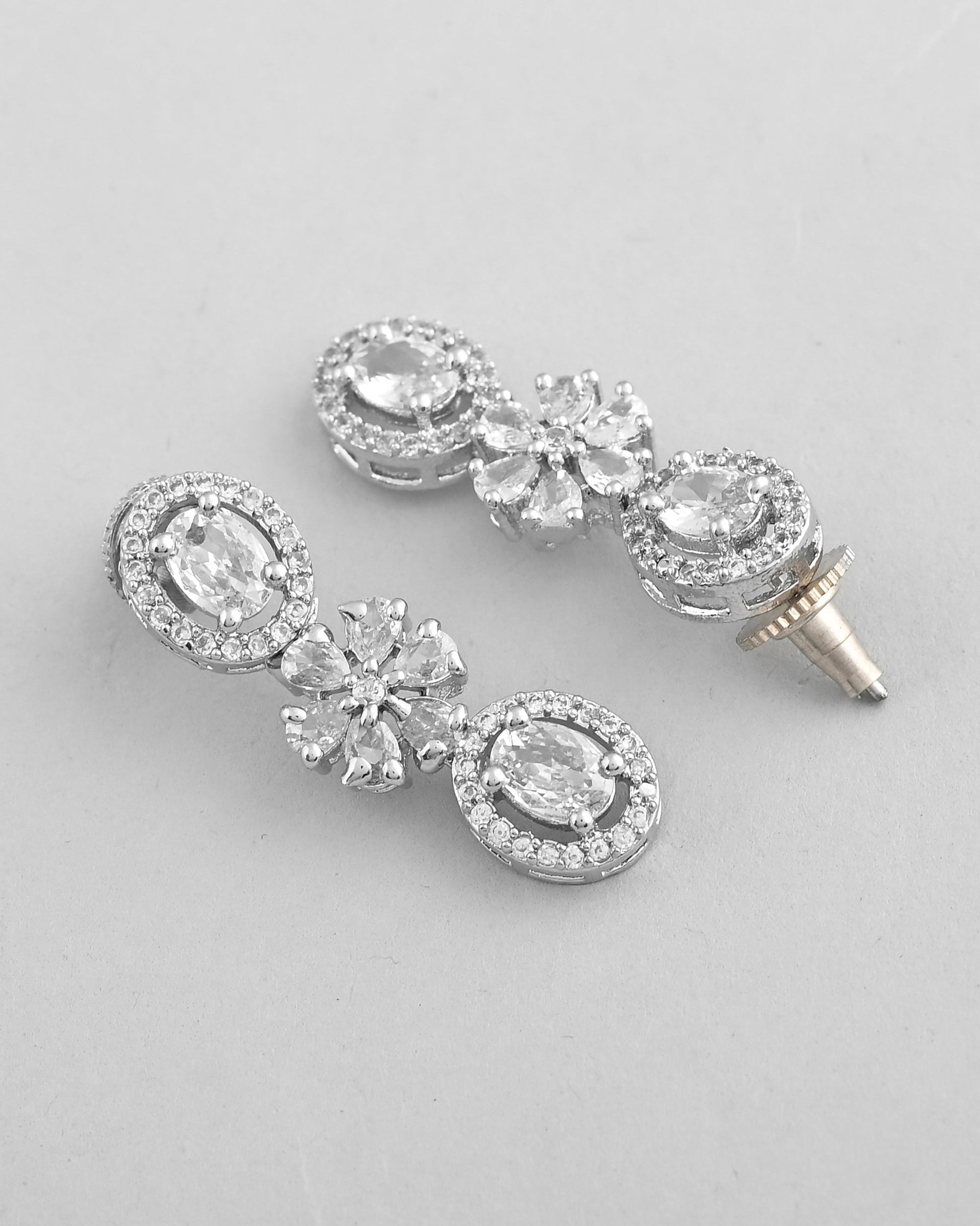 VOJ Silver-Plated AD-Studded Jewellery Set VOJ (Valley Of Jewellery)